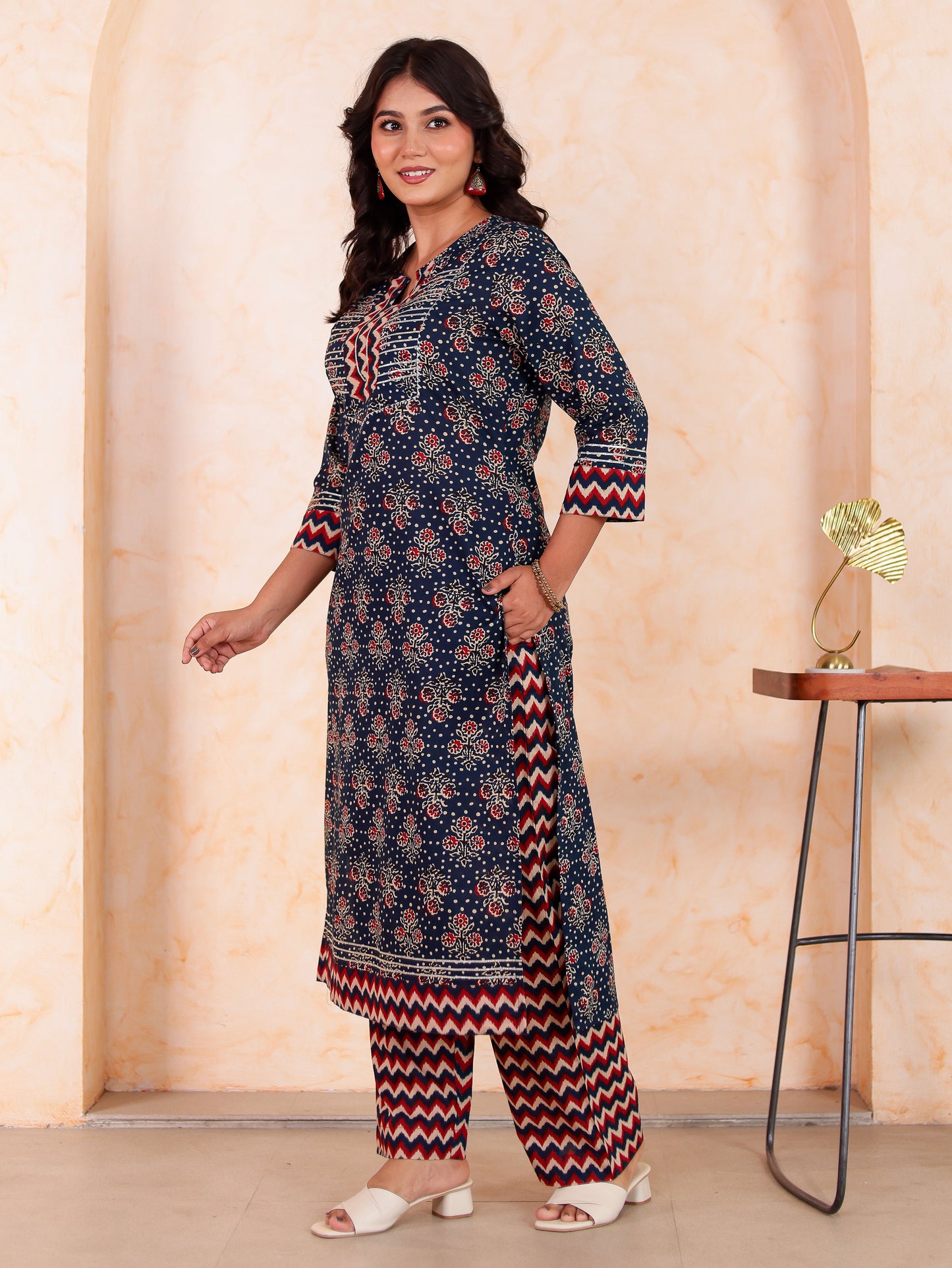 Soft cotton Butta Straight Indigo blue Kurta