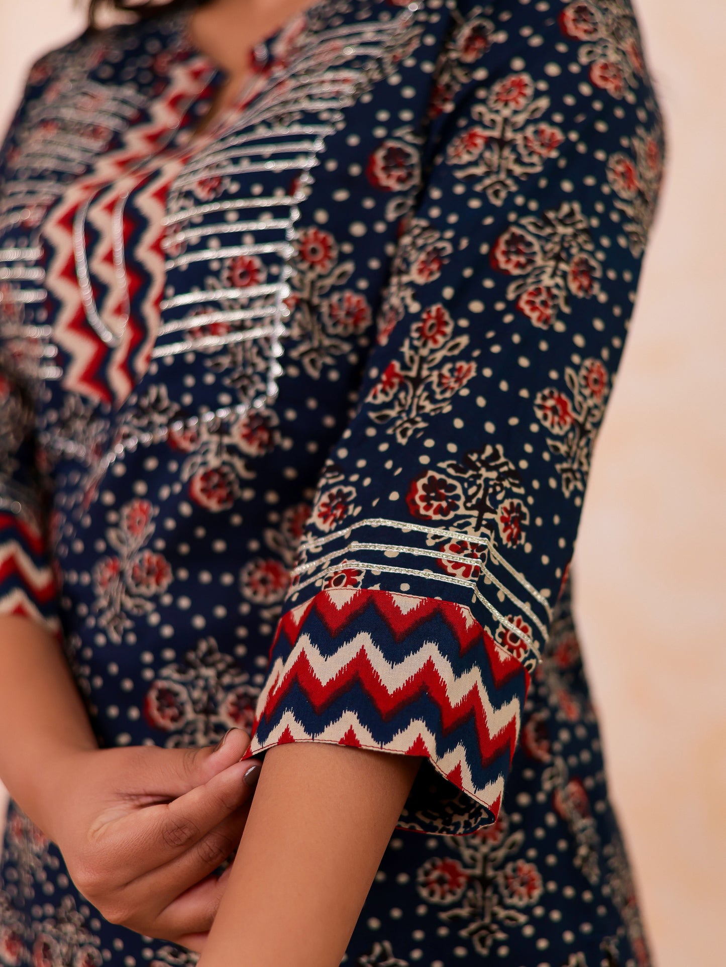 Soft cotton Butta Straight Indigo blue Kurta