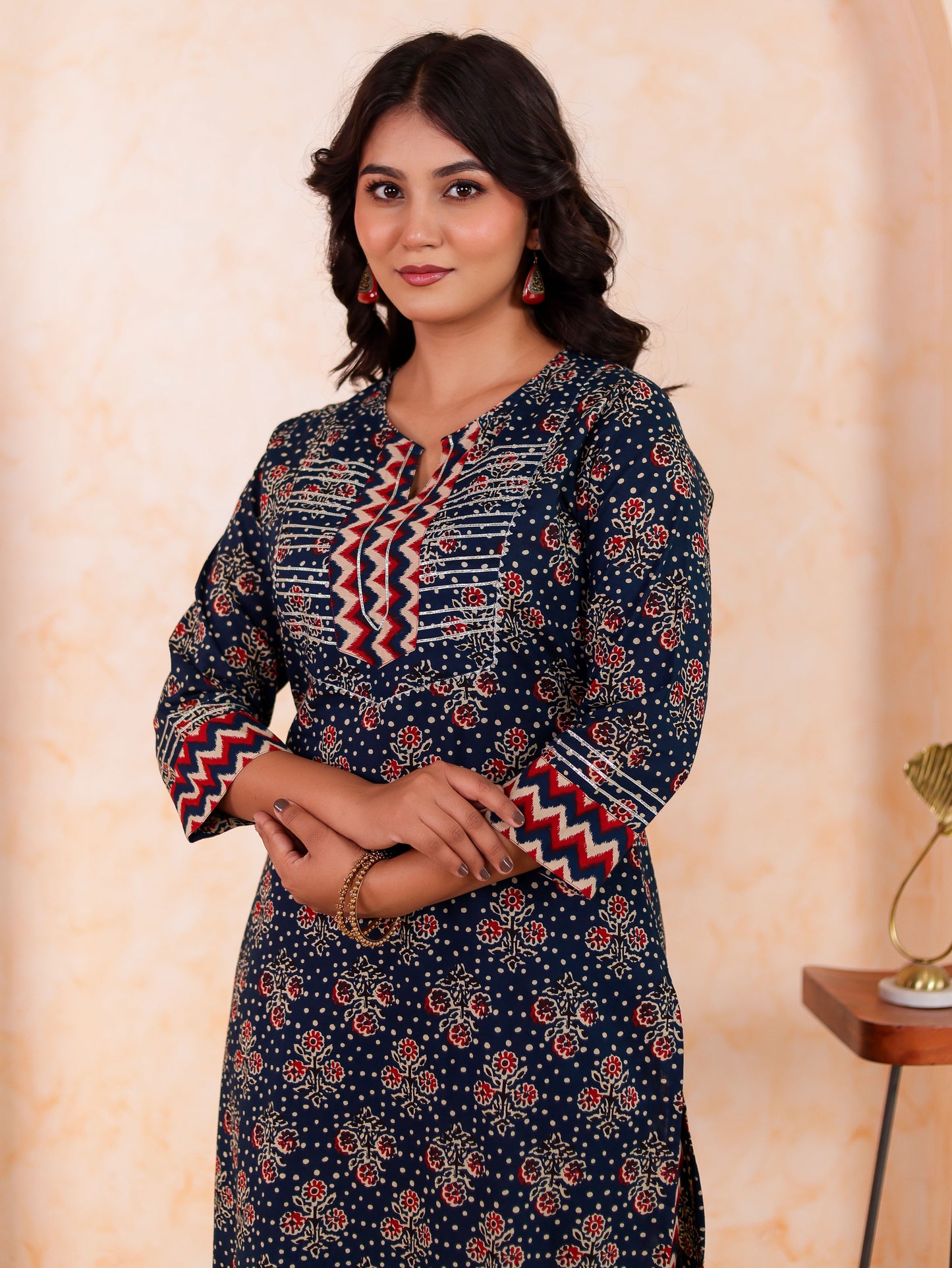 Soft cotton Butta Straight Indigo blue Kurta