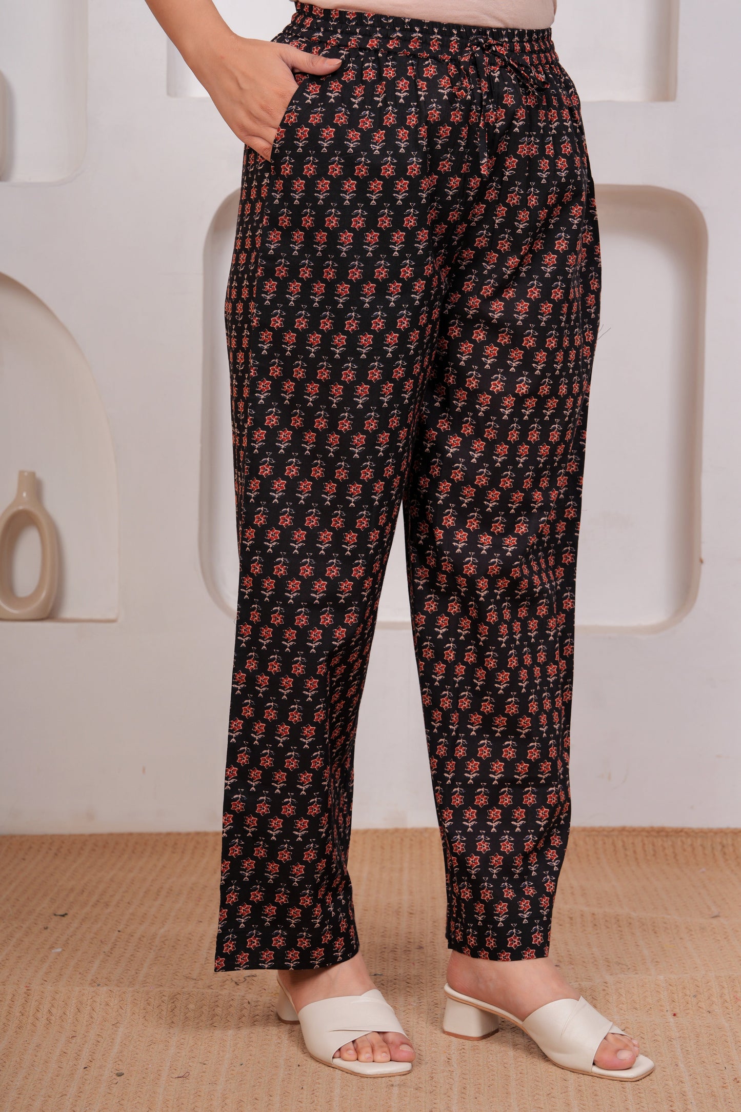 Soft Cotton Butti Black Trousers Trousers