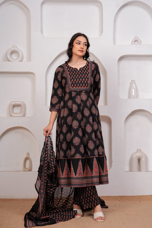 Cotton Voile Butti Black Dupatta