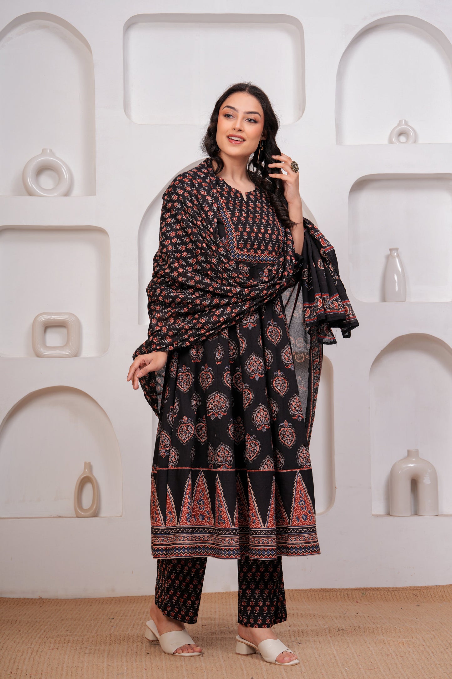 Cotton Voile Butti Black Dupatta