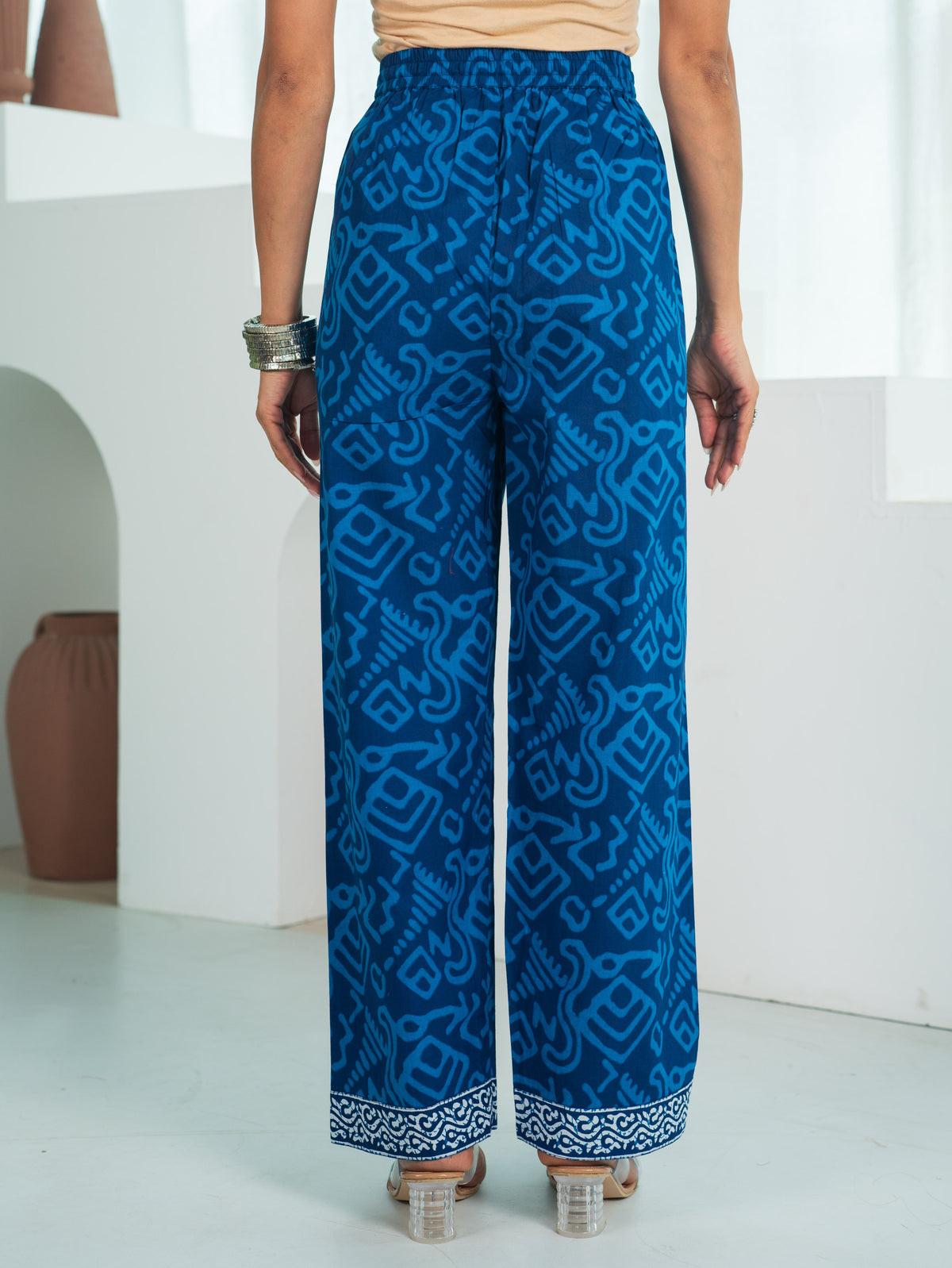 Soft Cotton Butta Straight Blue Kurta