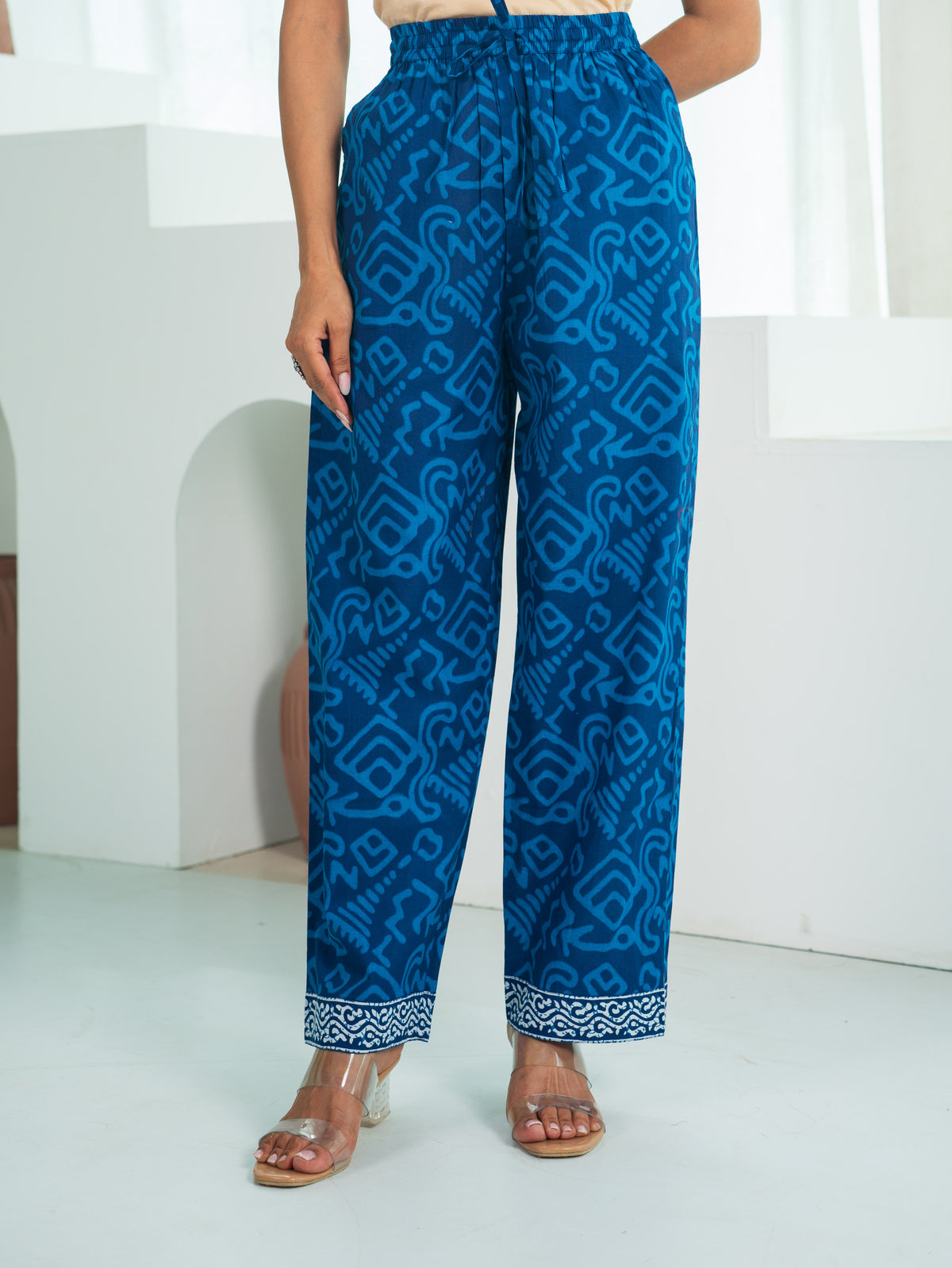 Soft Cotton Butta Straight Blue Kurta