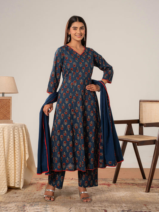 Cotton voile Solid Indigo blue Dupatta