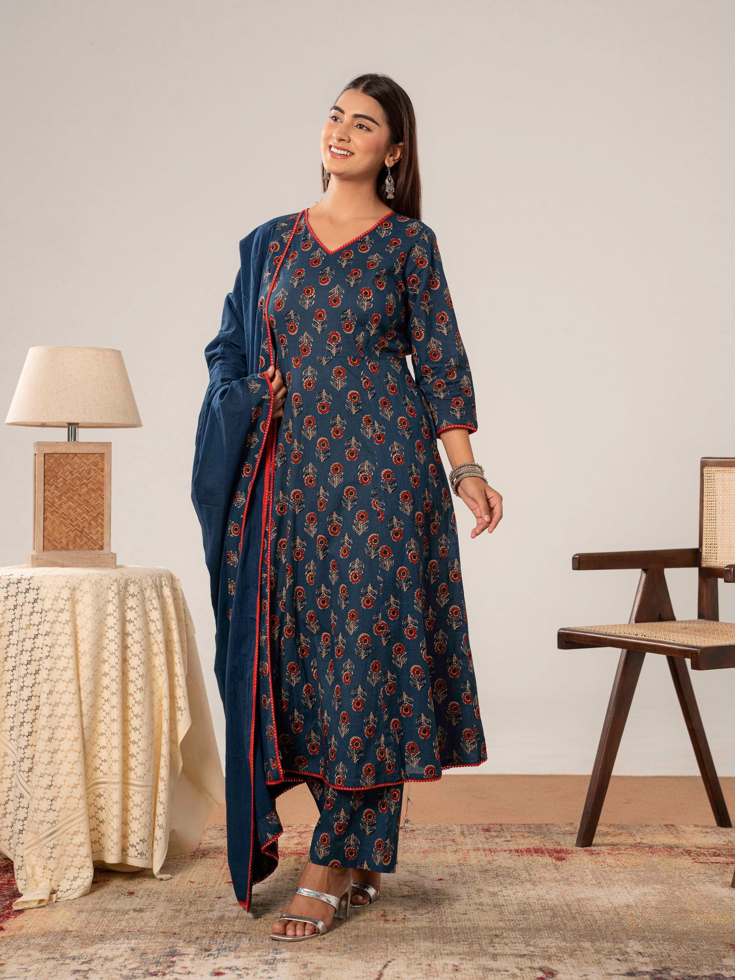 Cotton voile Solid Indigo blue Dupatta