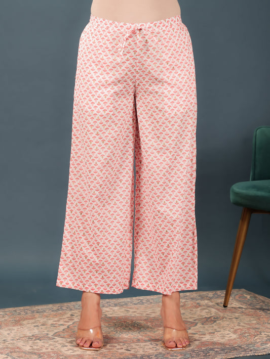 Soft Cotton Floral Orange Palazzo