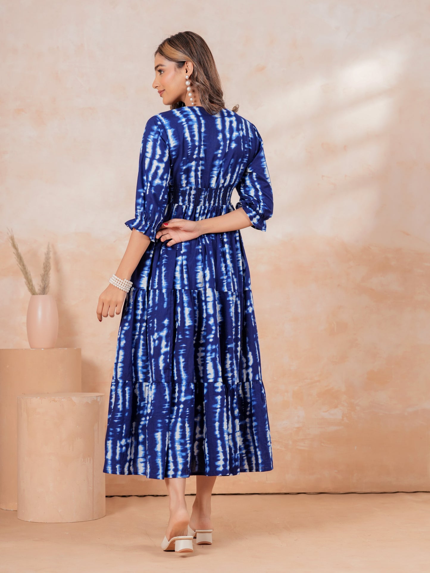 Soft Cotton Tie-dye Anarkali Indigo blue Dress