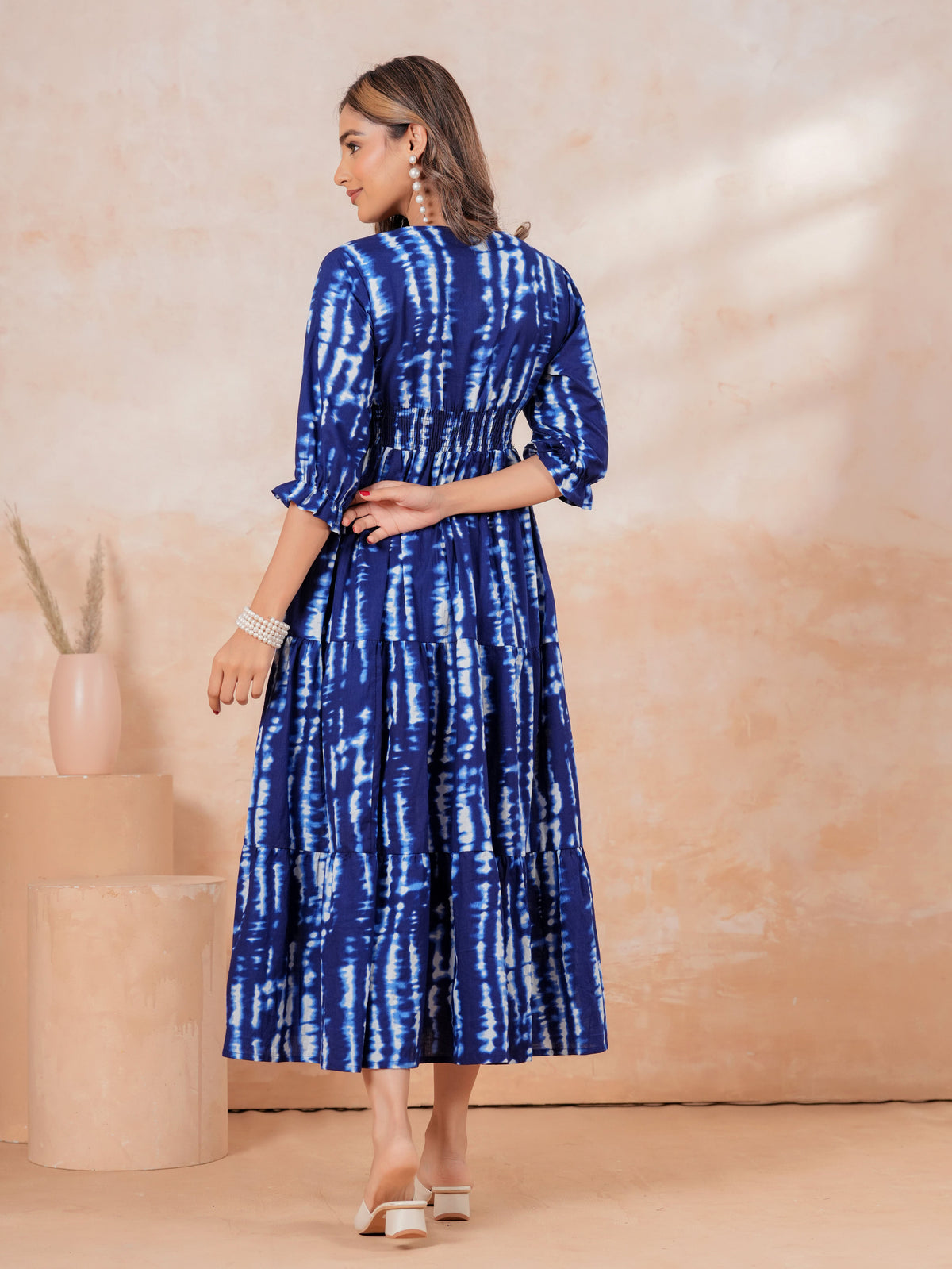 Soft Cotton Tie-dye Anarkali Indigo blue Dress
