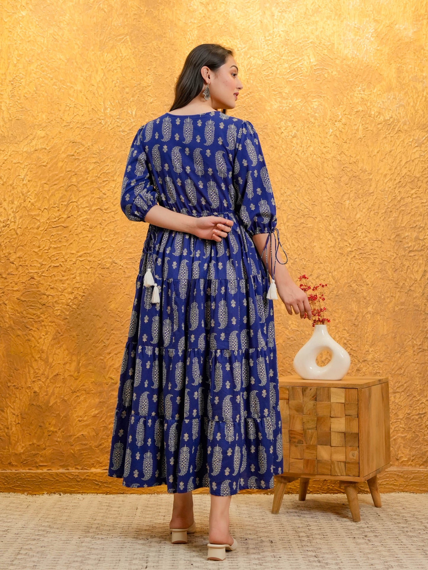 Soft Cotton Butta Anarkali Blue Dress