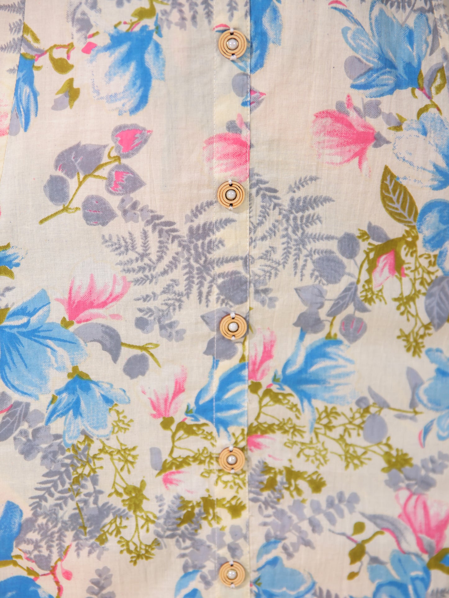 Soft Cotton Floral A-line Cream Kurta