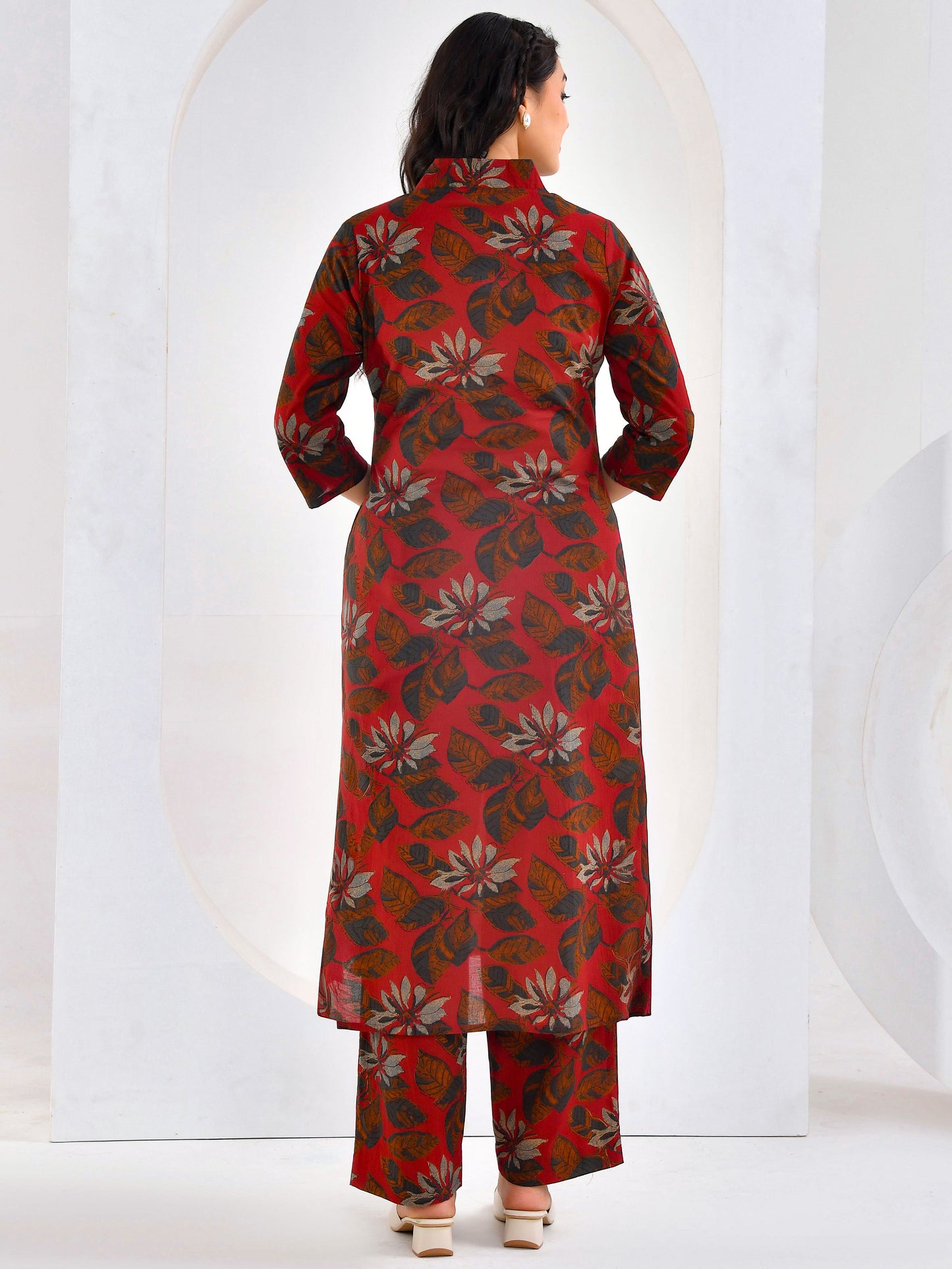 Soft cotton Floral A-line Maroon Kurta