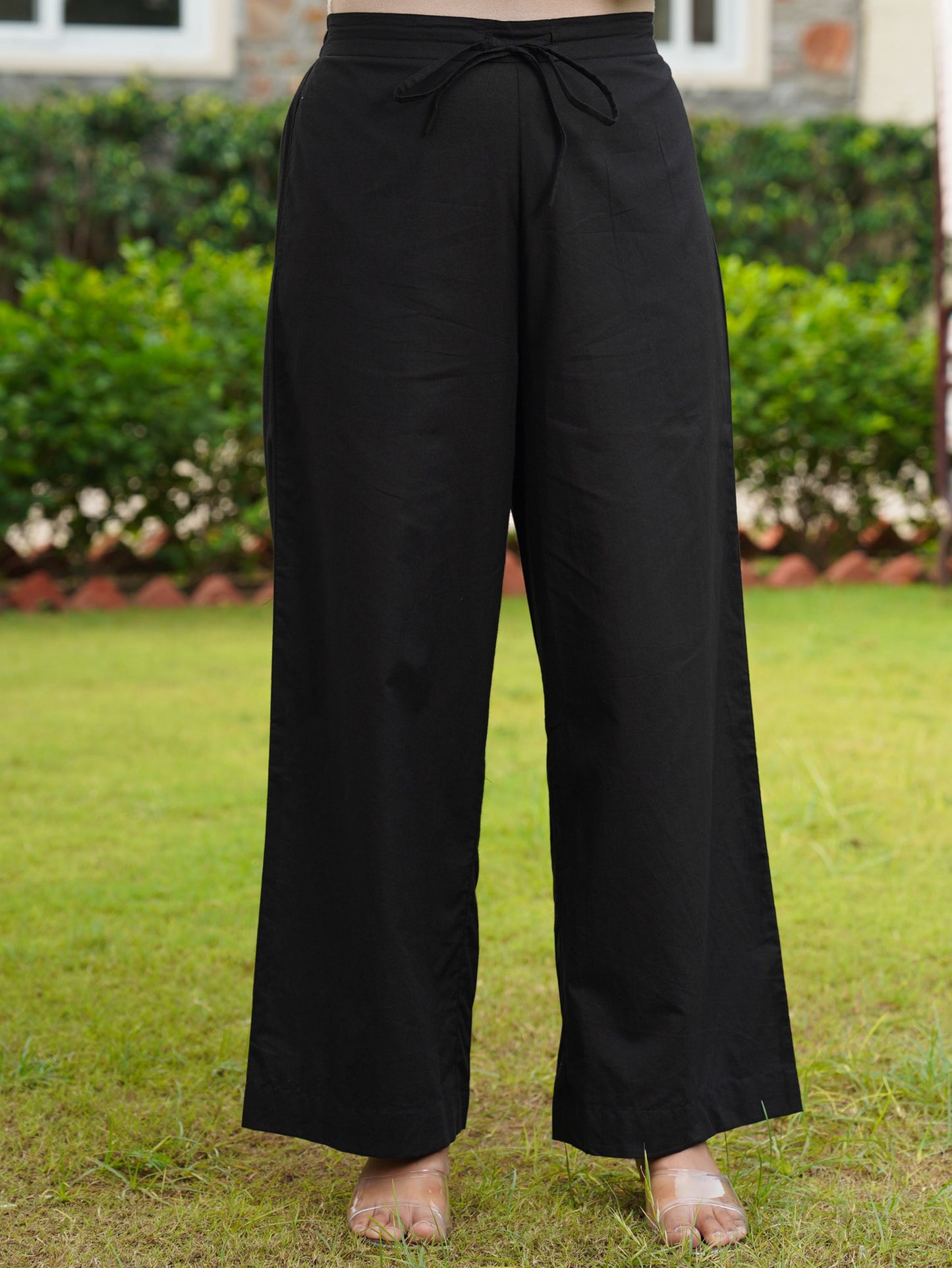 Soft cotton Solid Black Palazzo