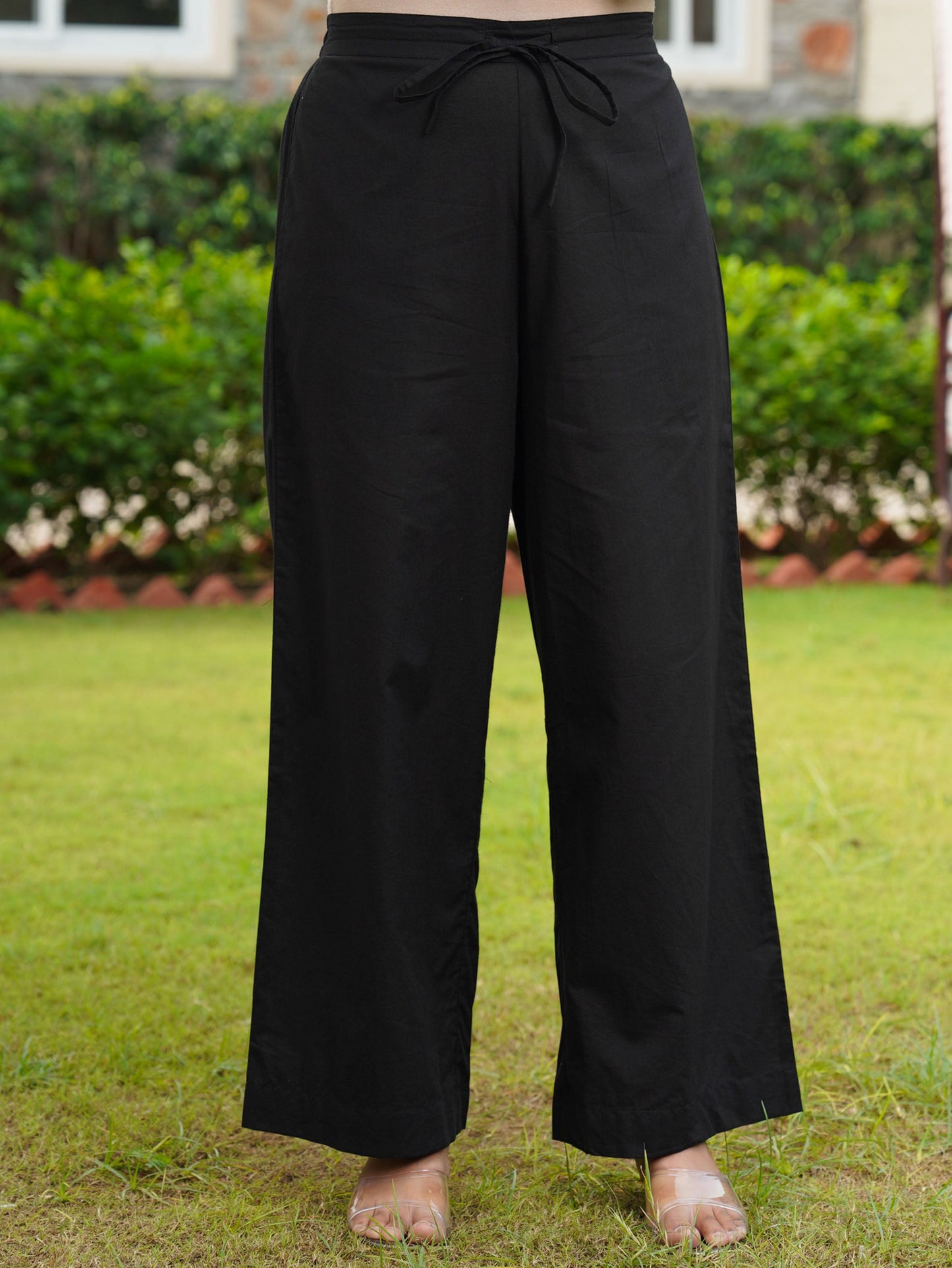 Soft cotton Solid Black Palazzo