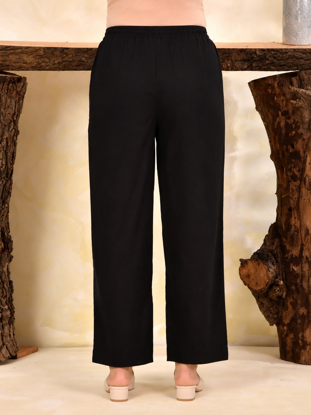 Embroidered Soft cotton Solid Straight Black Kurta