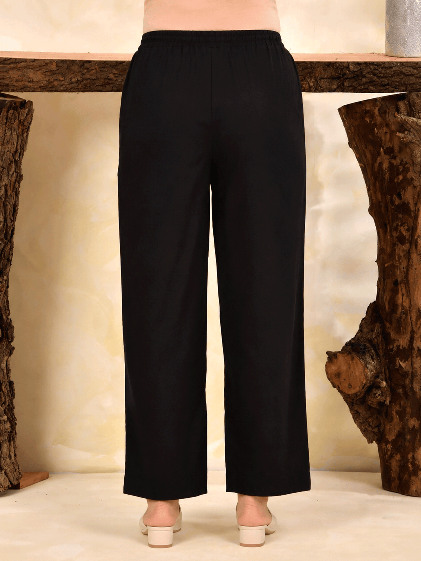 Embroidered Soft cotton Solid Straight Black Kurta