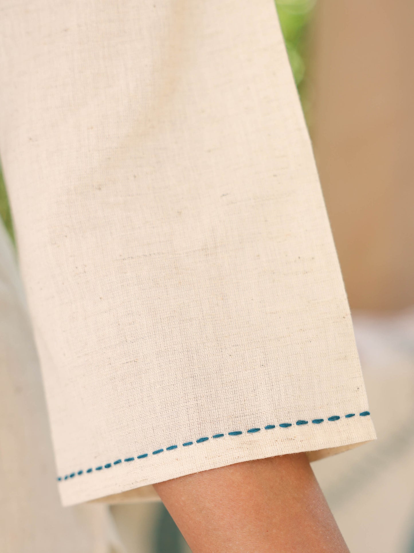 Embroidered Linen cotton Placement Print Straight Off White Kurta
