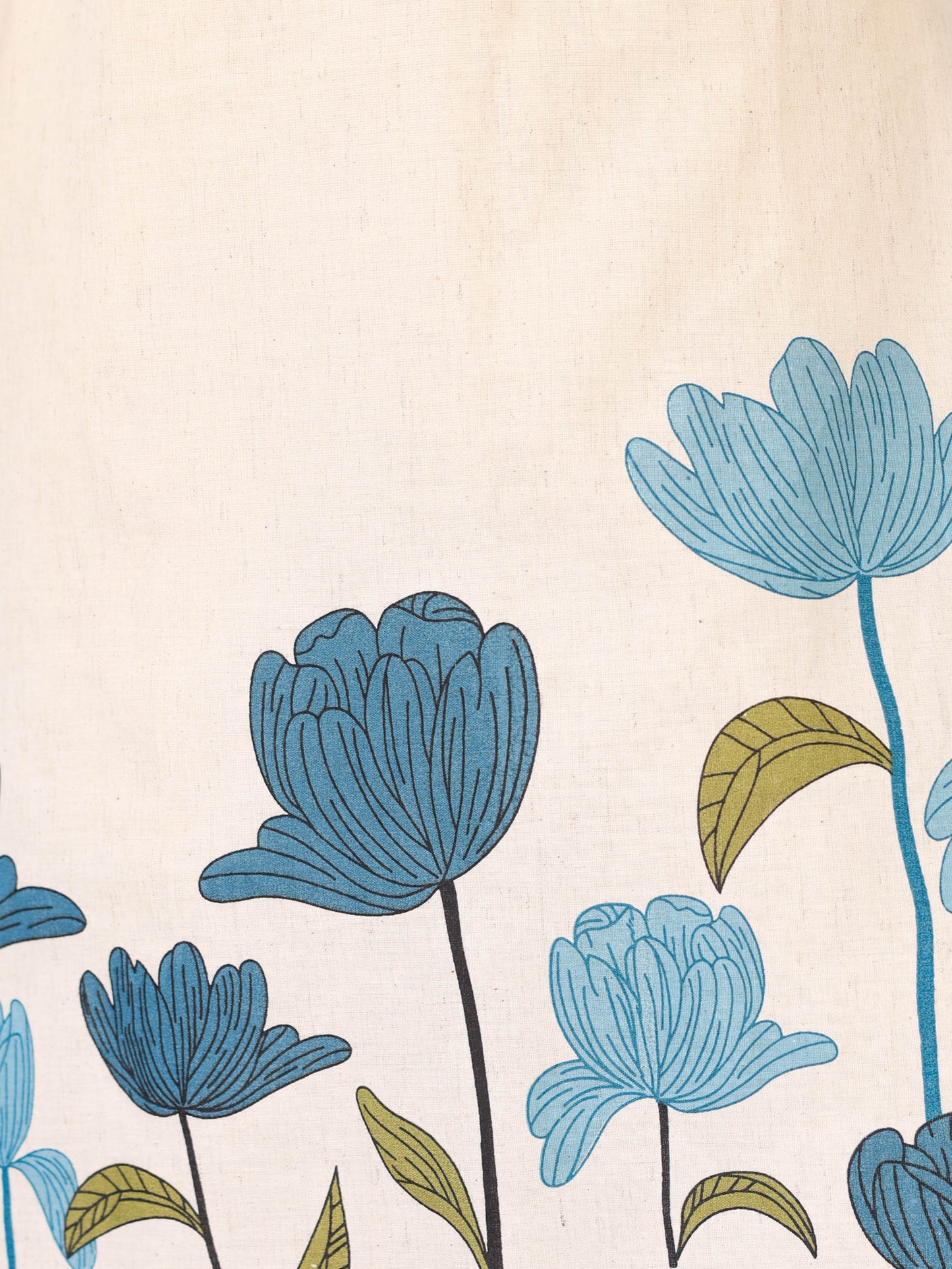 Embroidered Linen cotton Placement Print Straight Off White Kurta