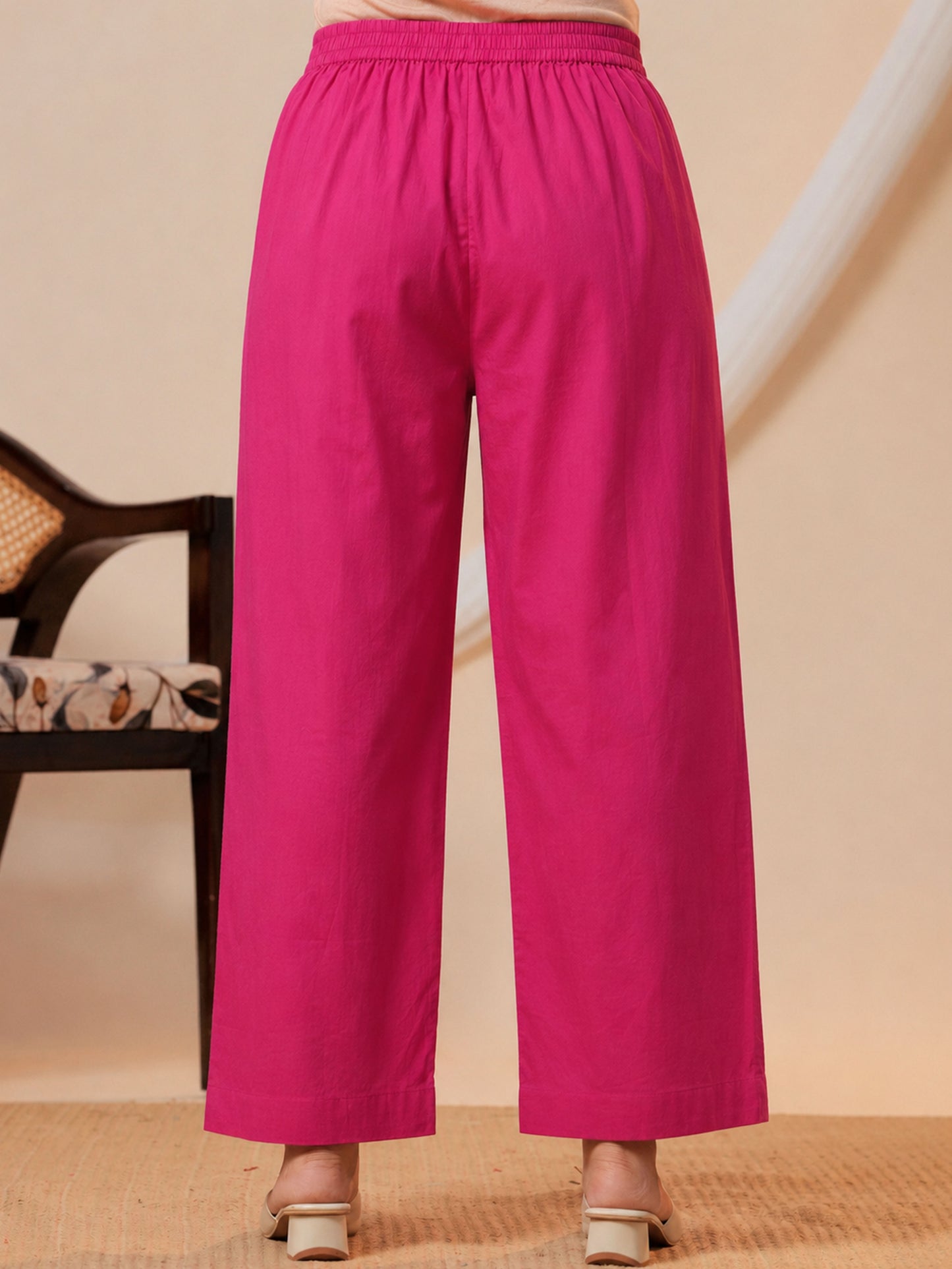 Soft cotton Ikat Straight Pink Kurta