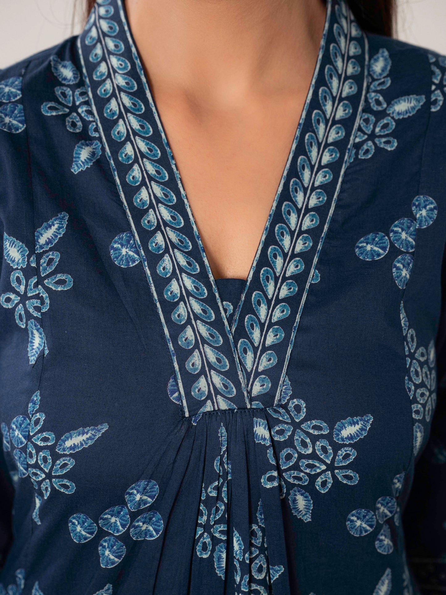 Soft cotton Floral Anarkali Indigo blue Kurta