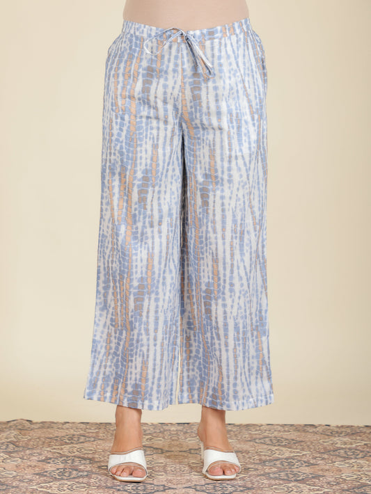 Soft Cotton Tie-Dye Blue Palazzo