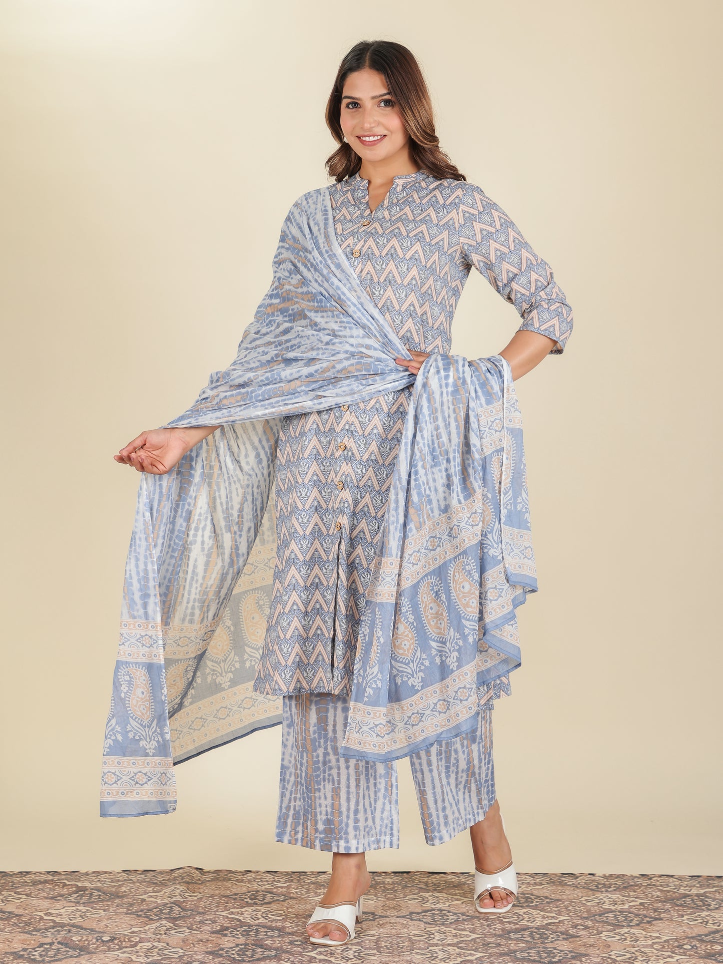 Soft Cotton Geometric Kurta