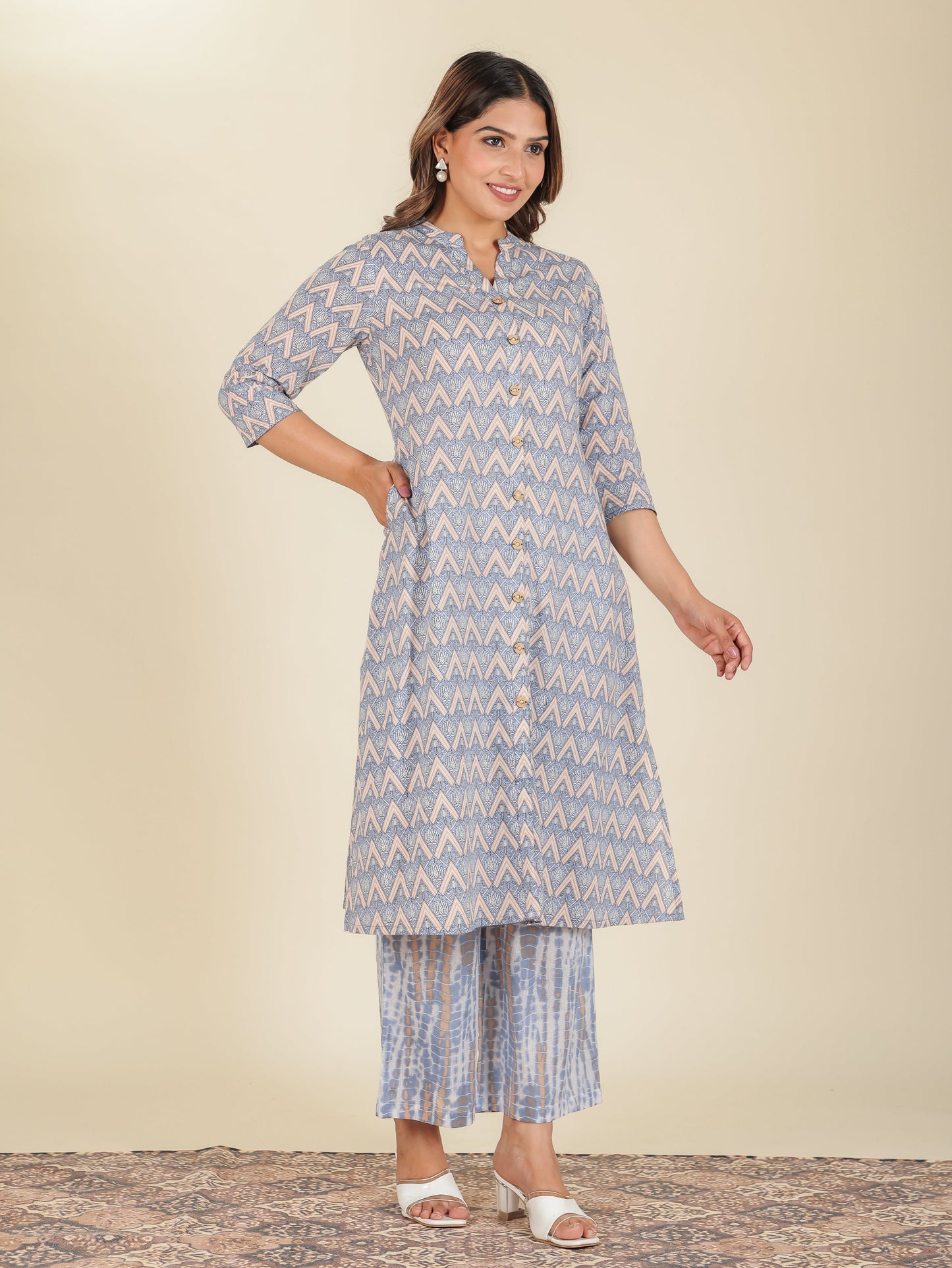 Soft Cotton Geometric Kurta