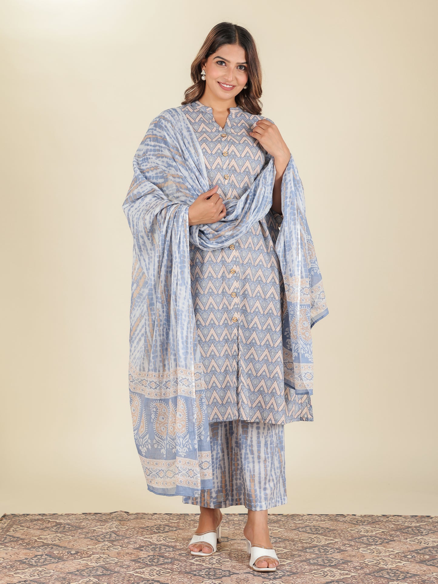 Soft Cotton Geometric Kurta