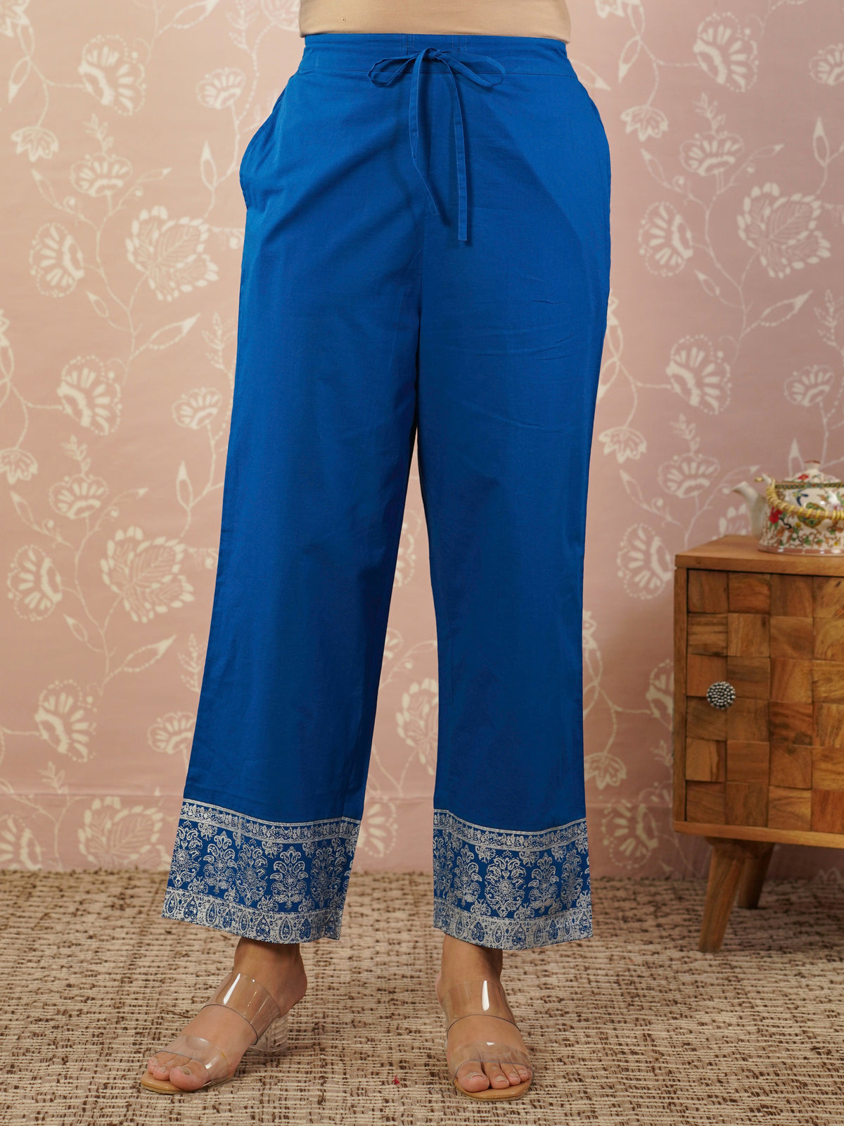 soft cotton solid blue palazzo