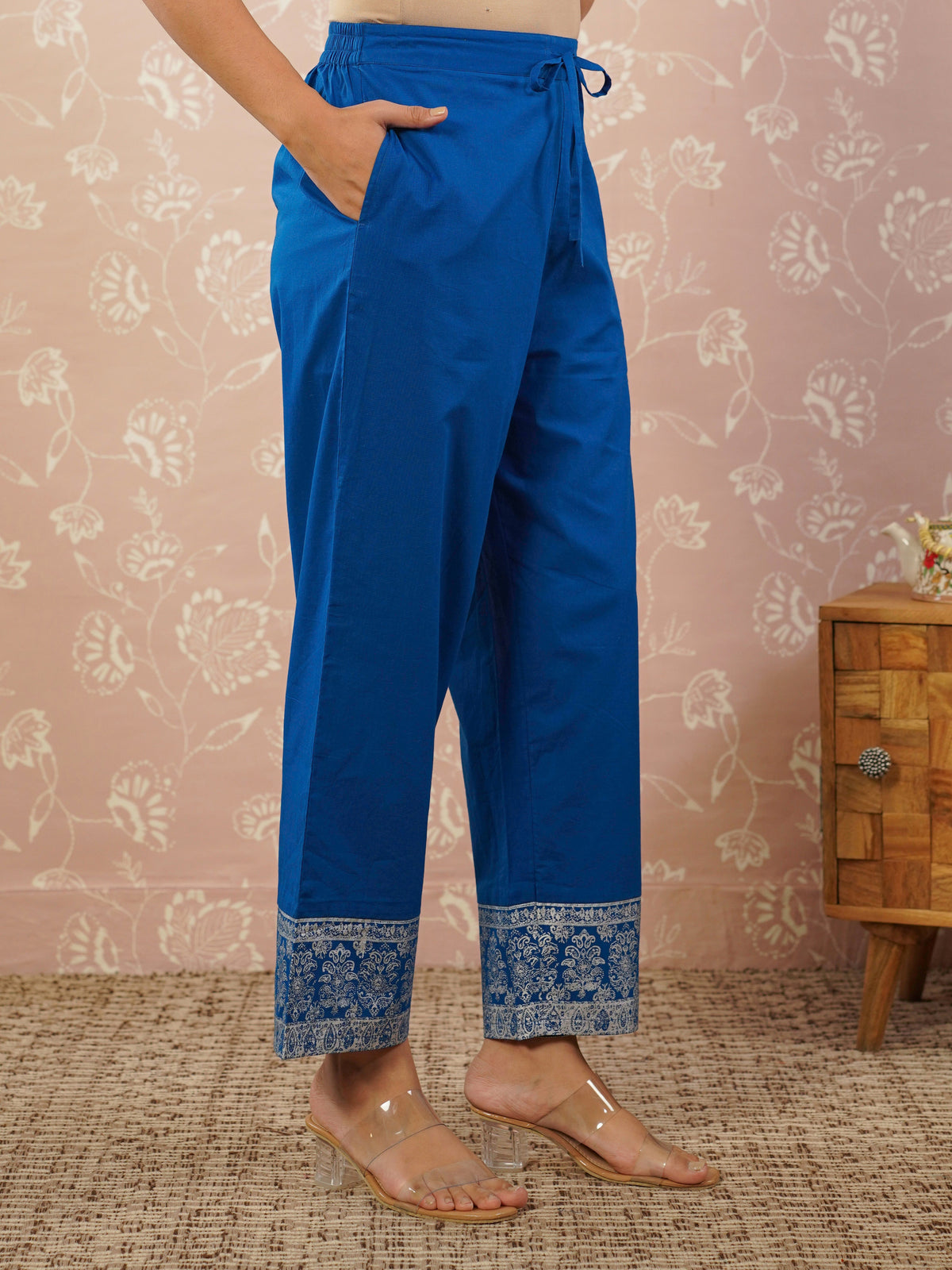 soft cotton solid blue palazzo