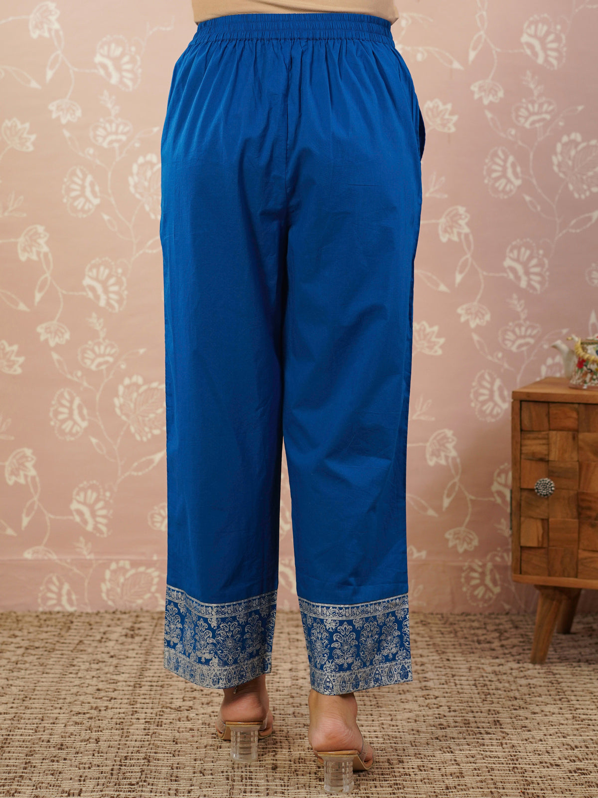 soft cotton solid blue palazzo