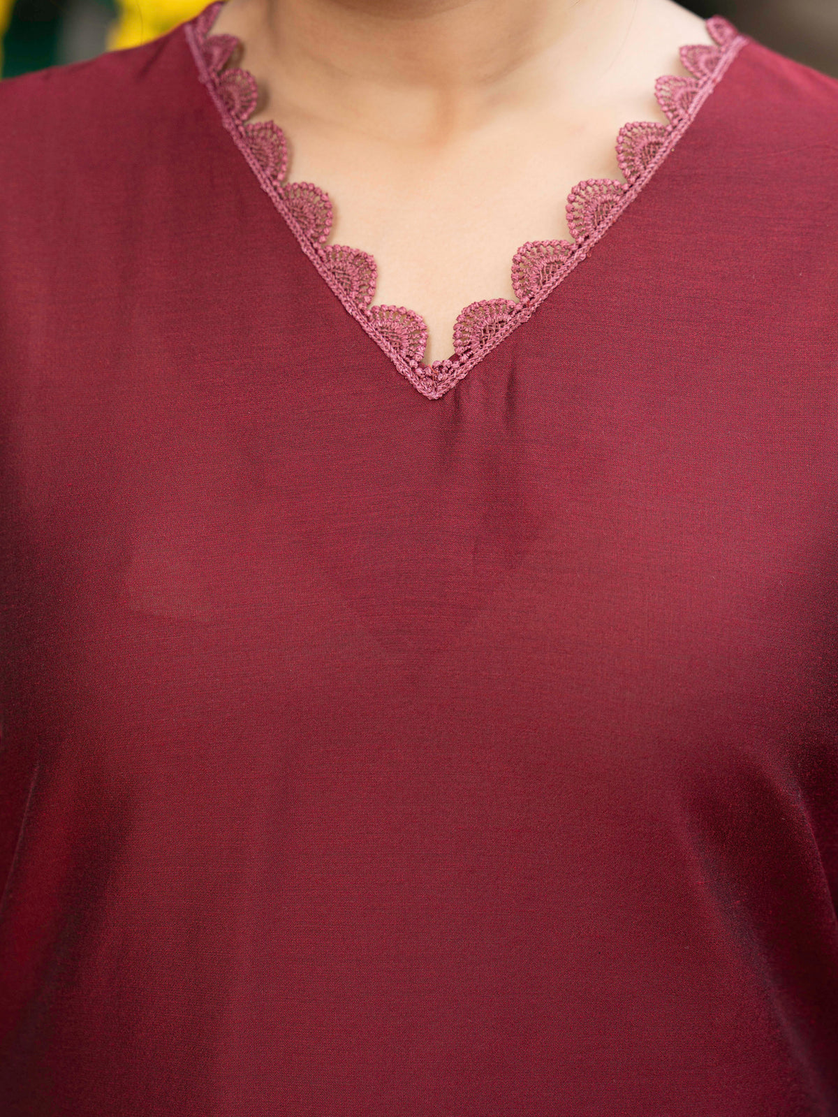 Embroidered Blended silk Solid Straight Maroon Kurta