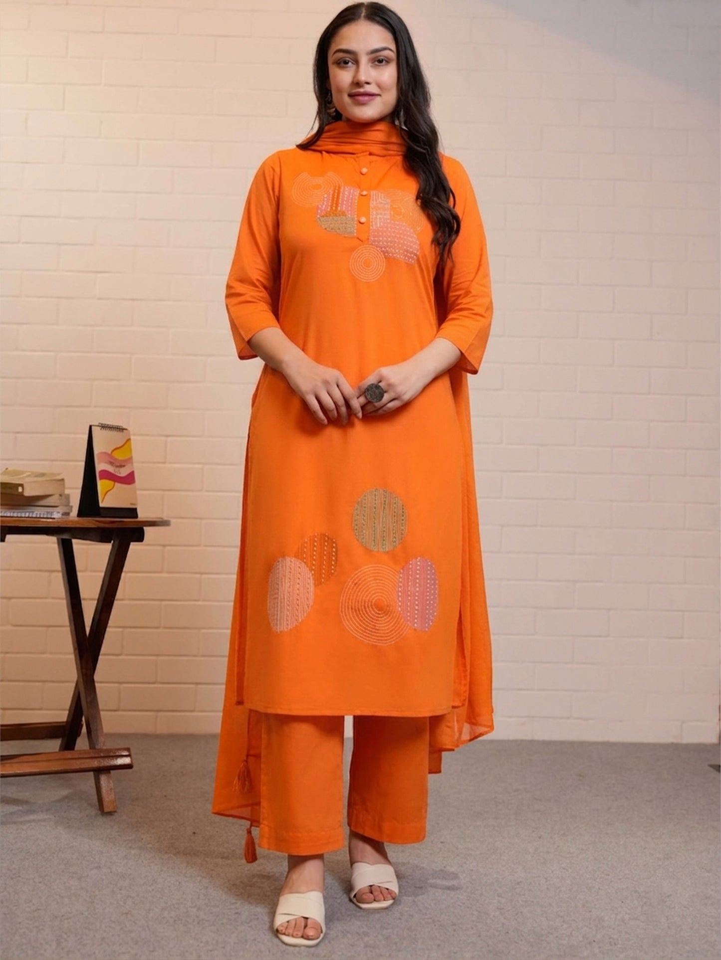 Cotton Voile Solid Orange Dupatta