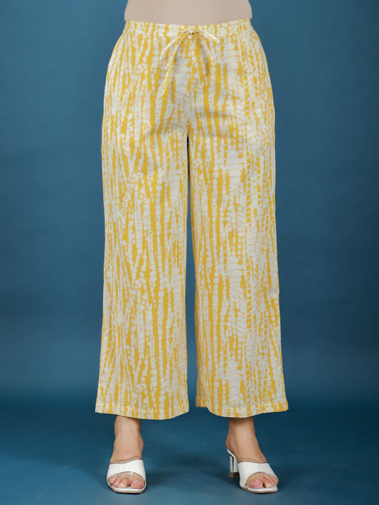 Soft Cotton Tie-Dye Yellow Palazzo