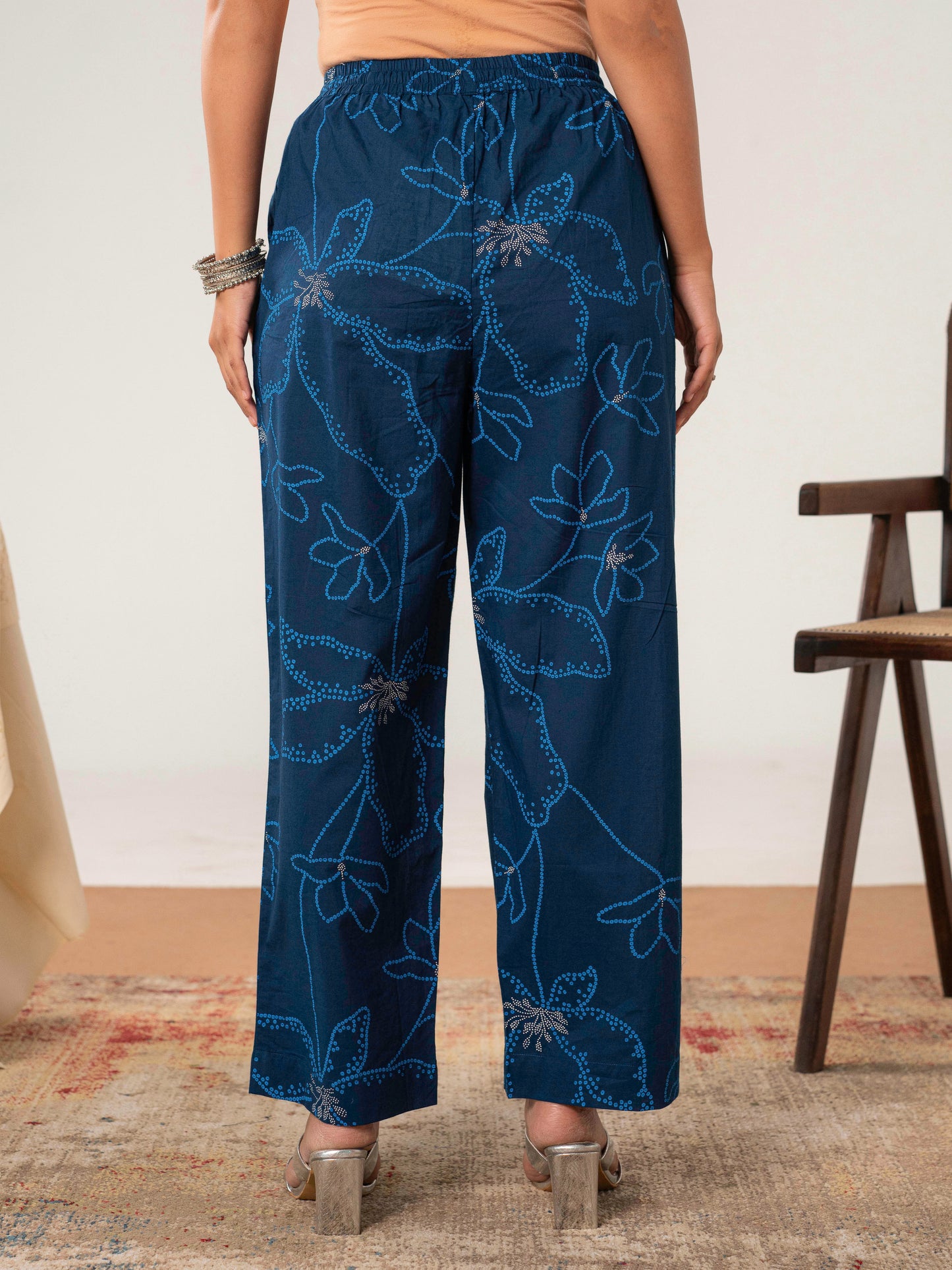 Soft cotton Floral A-line Blue Kurta