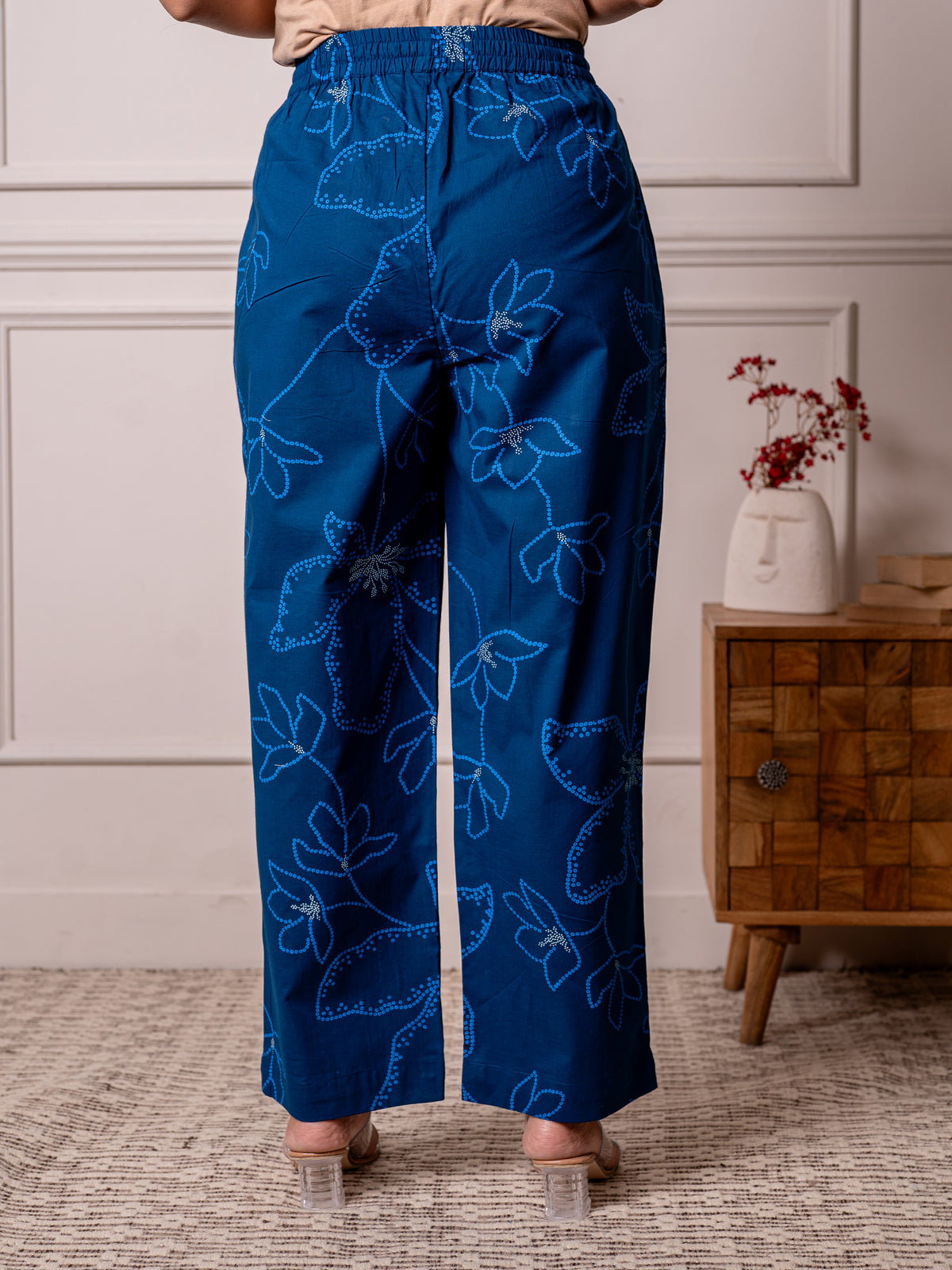 Soft cotton Floral A-line Blue Kurta