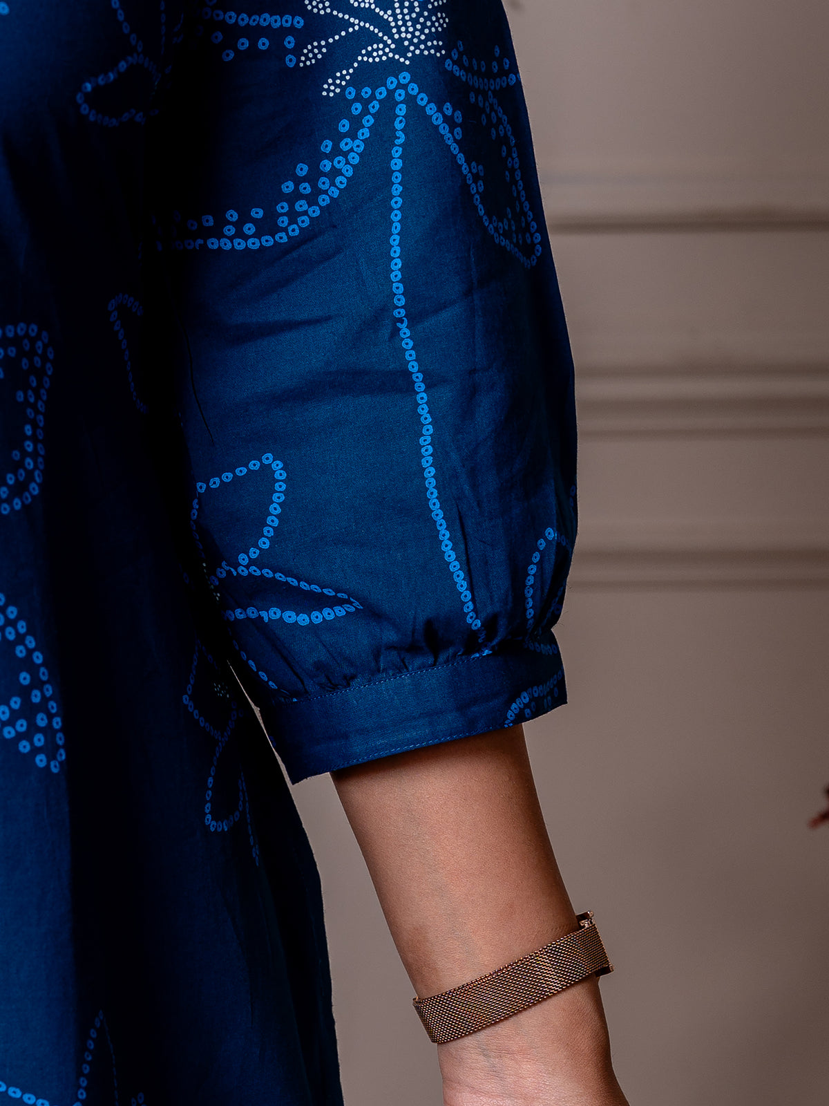 Soft cotton Floral A-line Blue Kurta