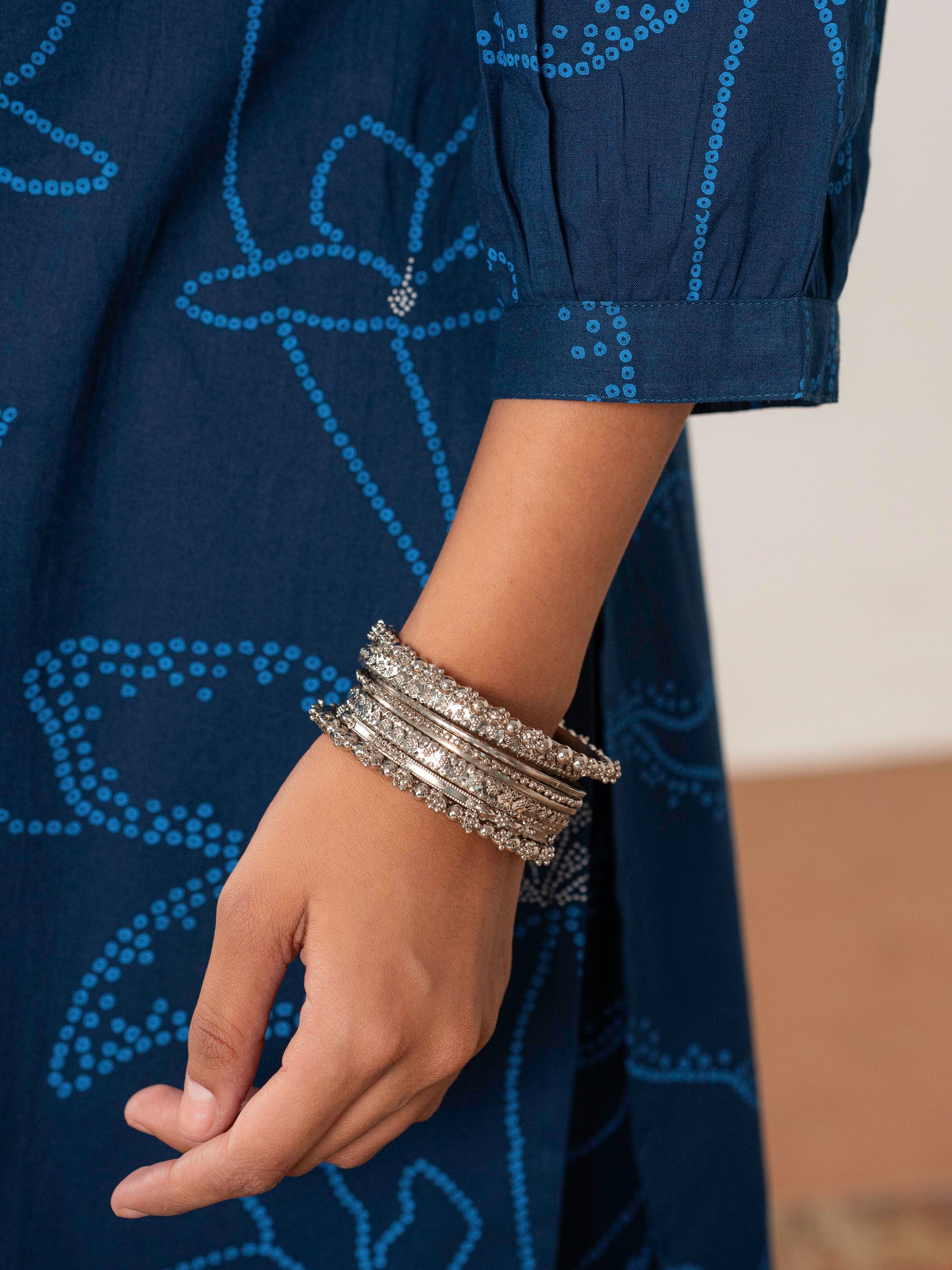 Soft cotton Floral A-line Blue Kurta