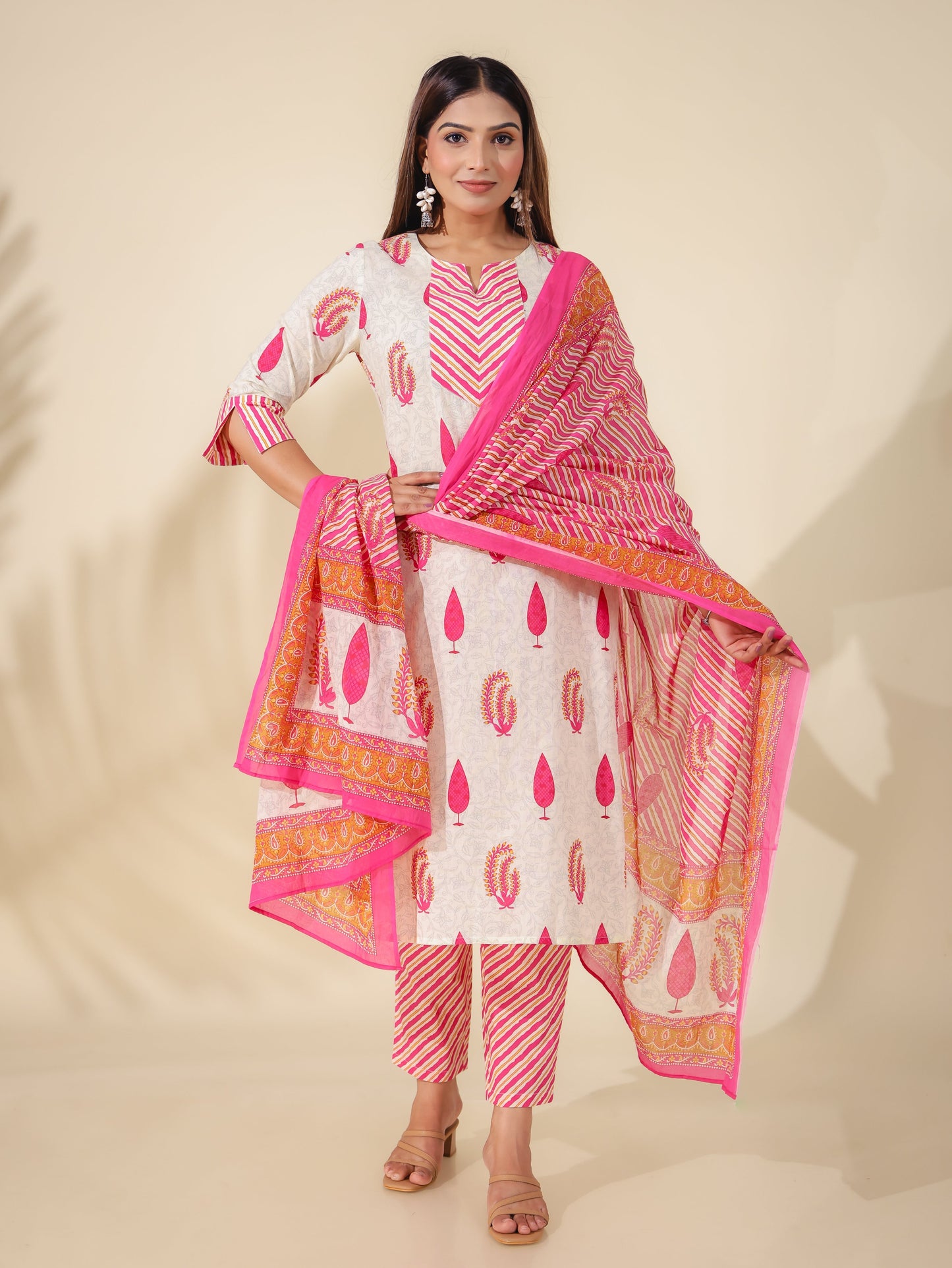 Cotton Voile Floral Pink Dupatta
