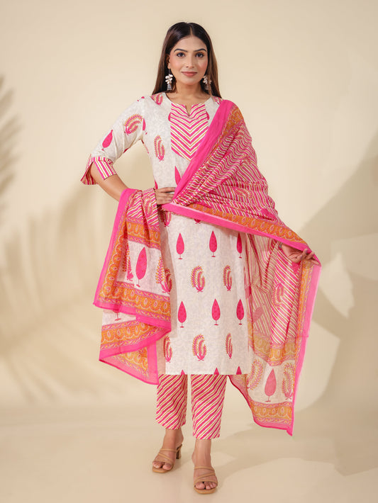 Cotton Voile Floral Pink Dupatta