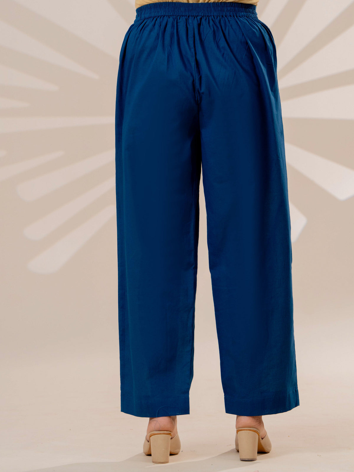 Soft cotton Solid Blue Straight Trousers