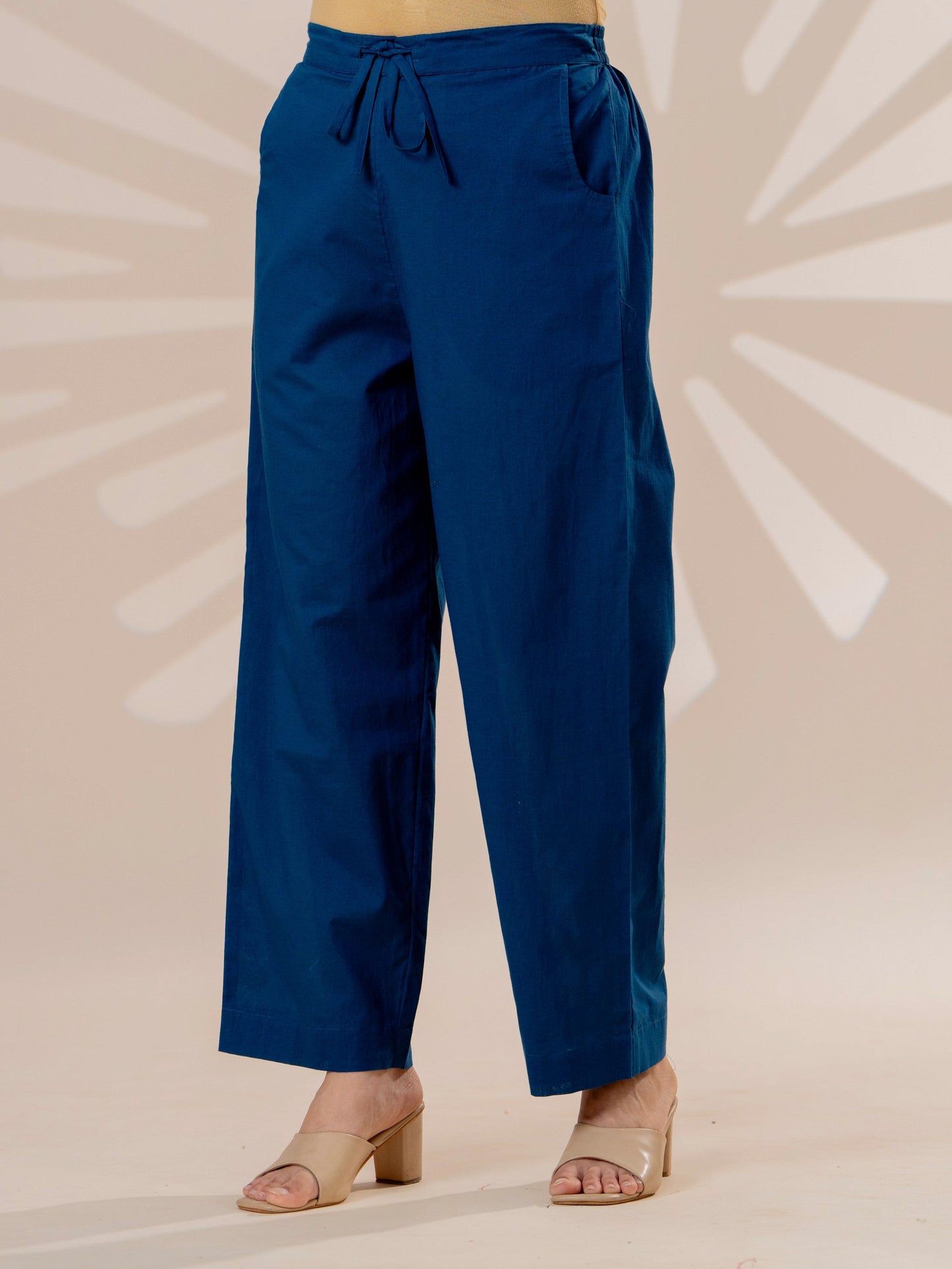 Embroidered Soft cotton Solid A-line Blue Kurta