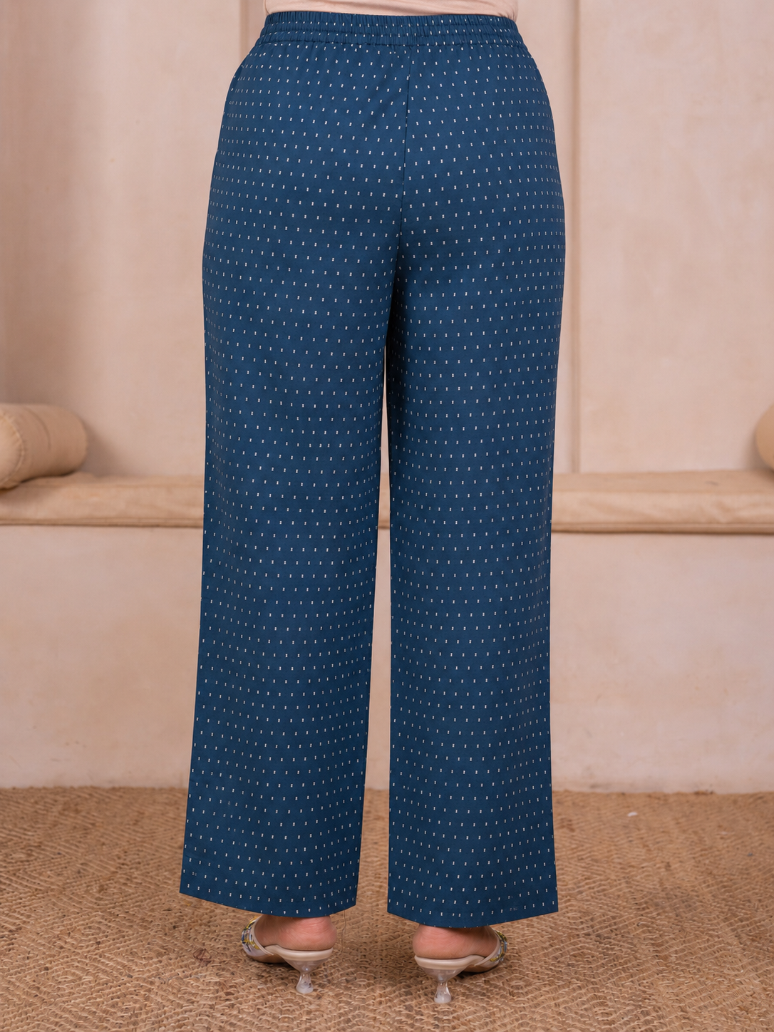 Soft Cotton Butti A-Line Blue Kurta