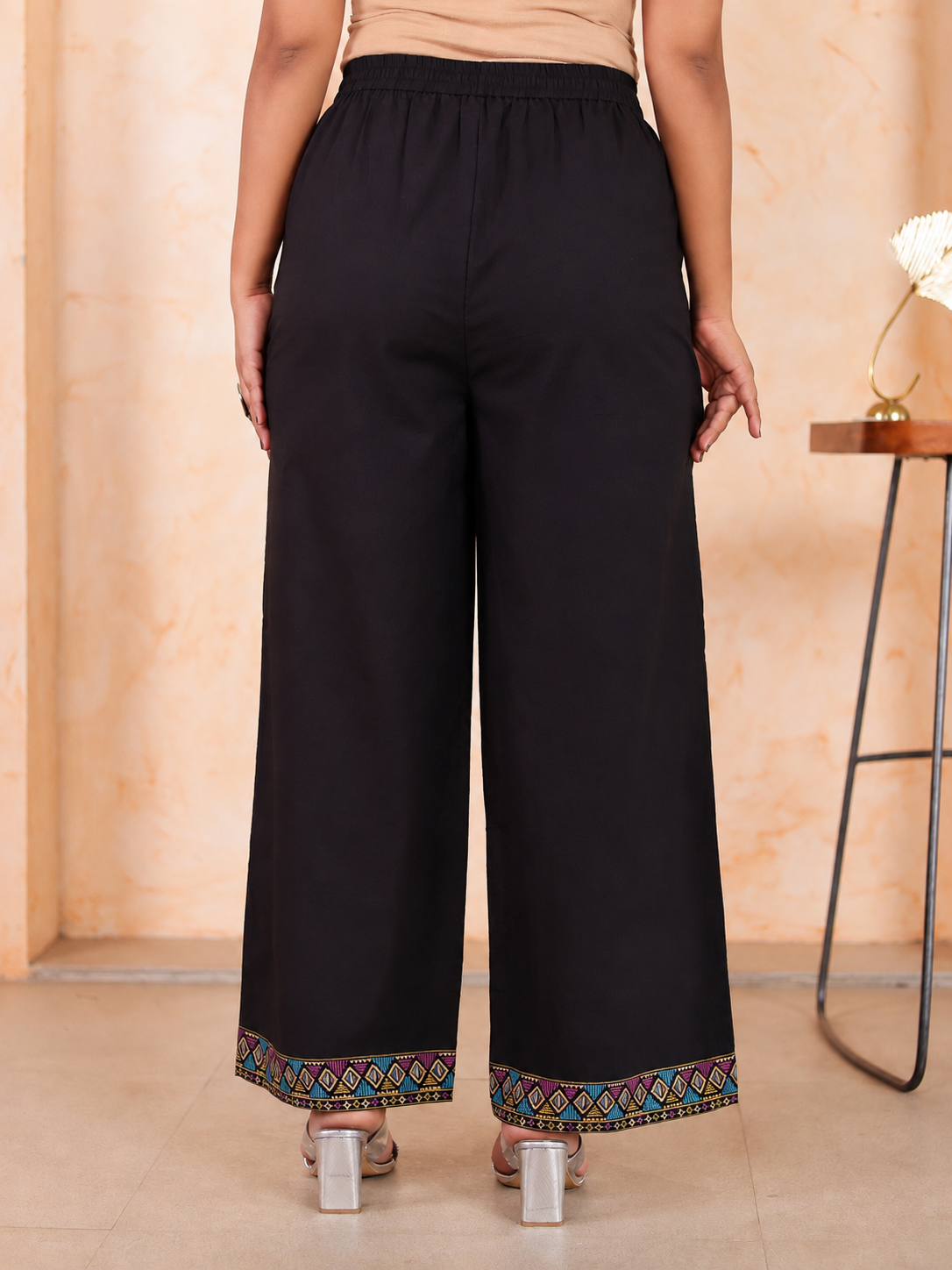 Soft cotton Solid Black Palazzo