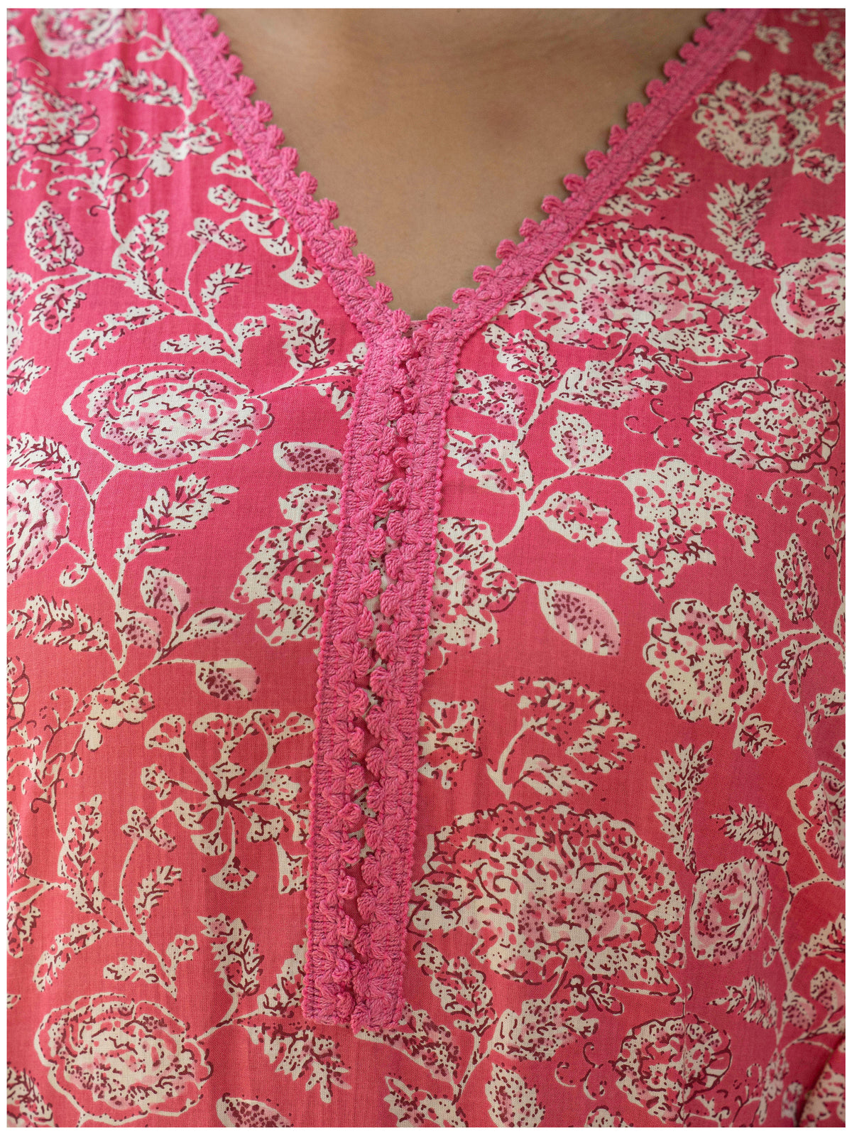 Soft Cotton Floral Straight Pink Kurta