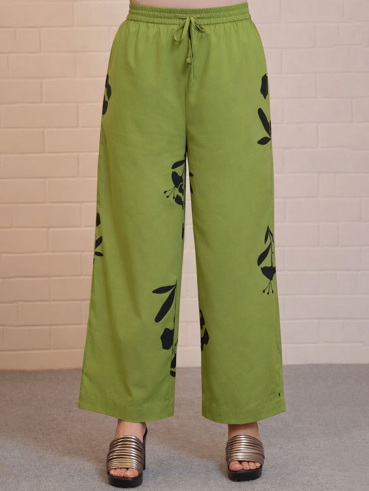 Soft Cotton Floral Straight Green Kurta