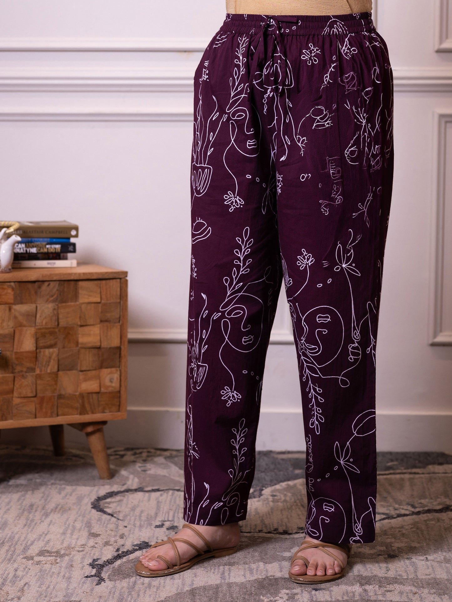Soft cotton Abstract Top Wine Top