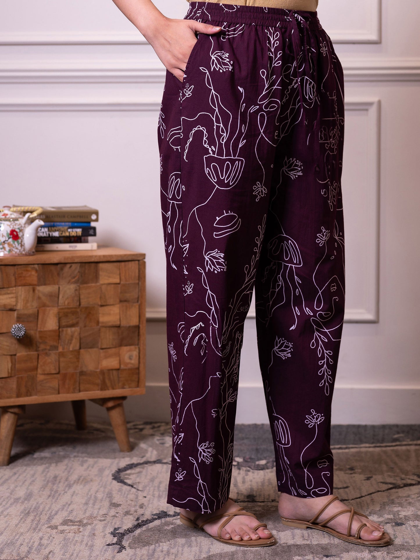 Soft cotton Abstract Top Wine Top