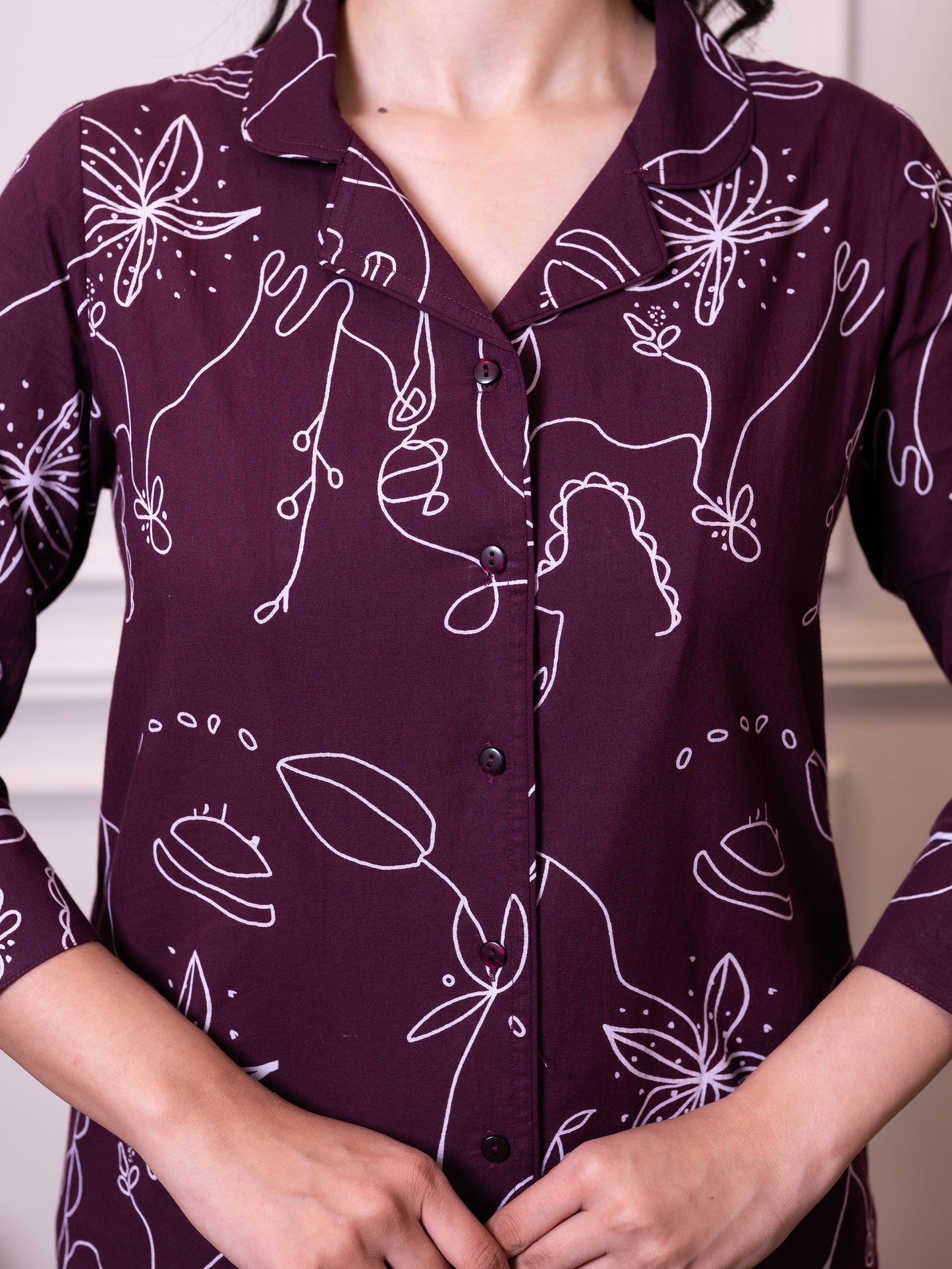 Soft cotton Abstract Top Wine Top
