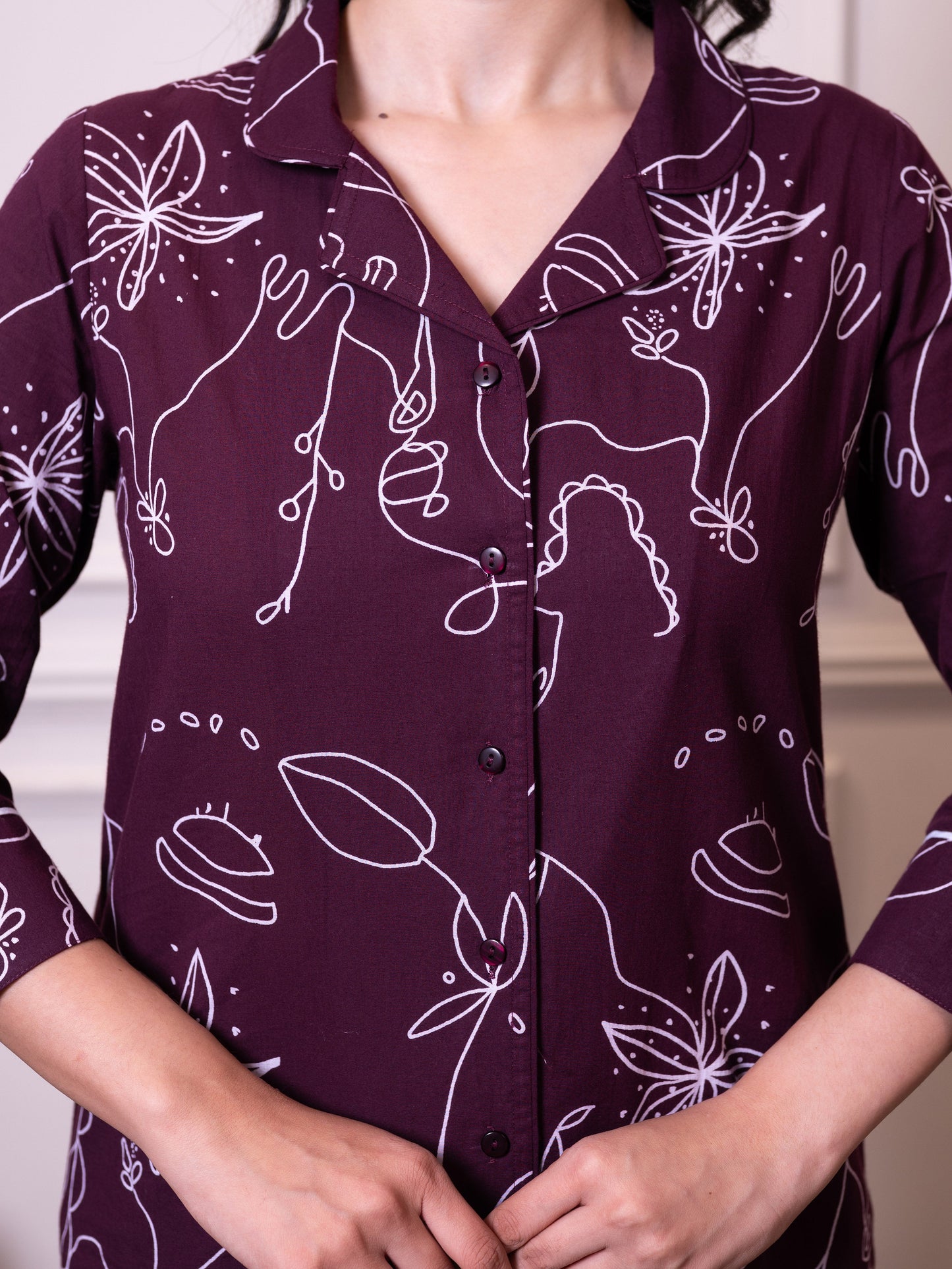 Soft cotton Abstract Top Wine Top